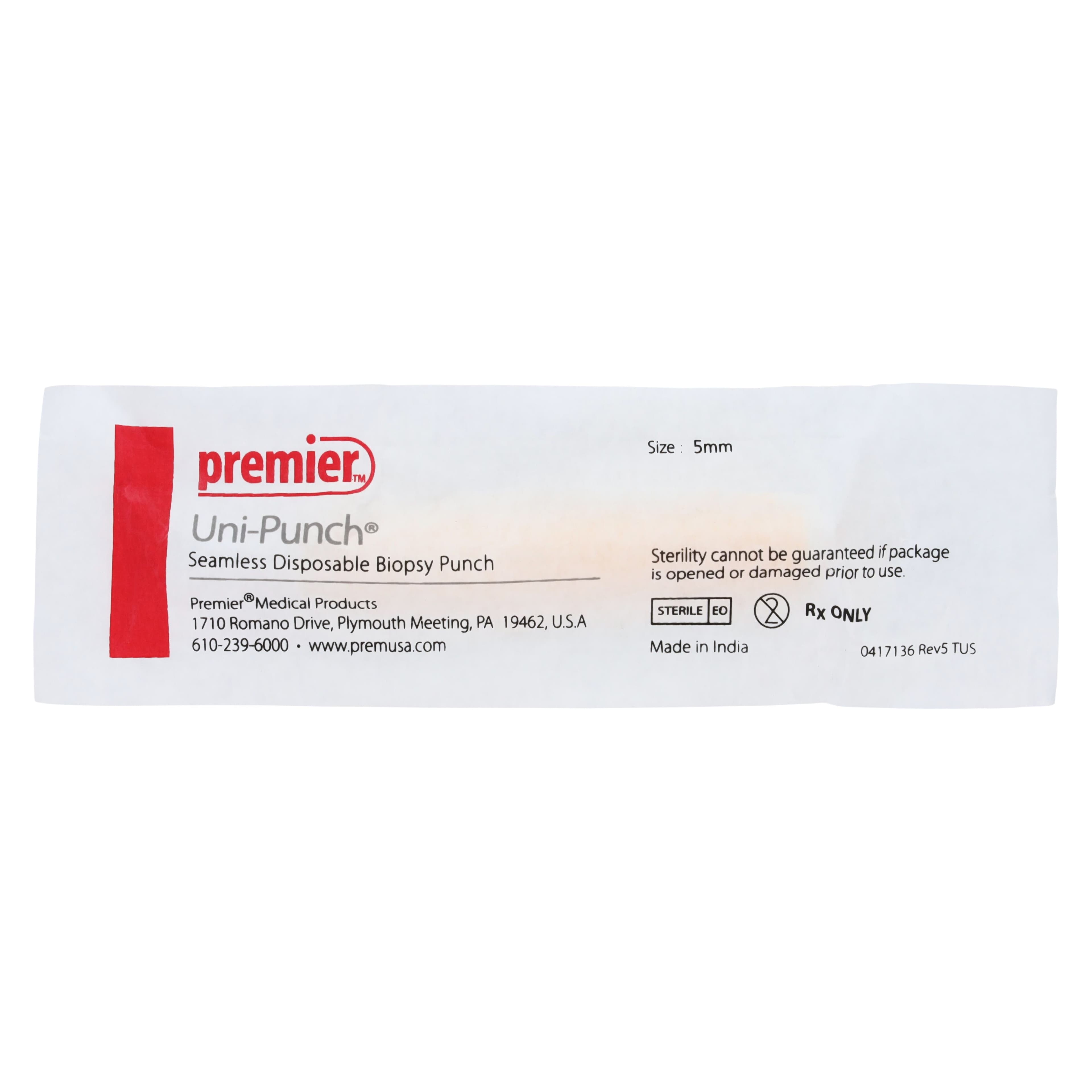 Uni-Punch Sterile Disposable Biopsy Punch, 5mm, 25/Box, 9033505 thumbnail 3