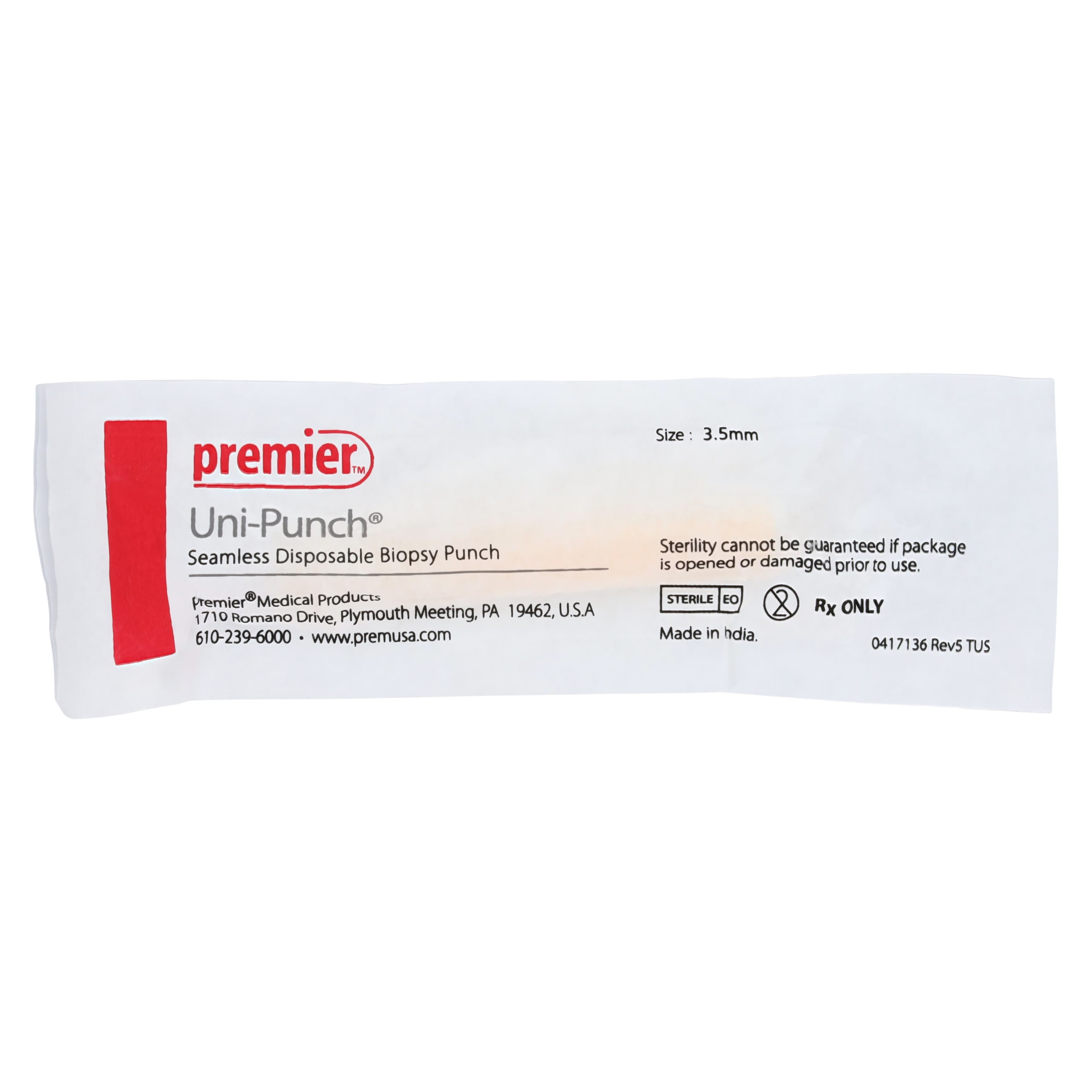 Uni-Punch Seamless Disposable Biopsy Punch, 3.5mm, Sterile, 25/Box, 9033510 thumbnail 3