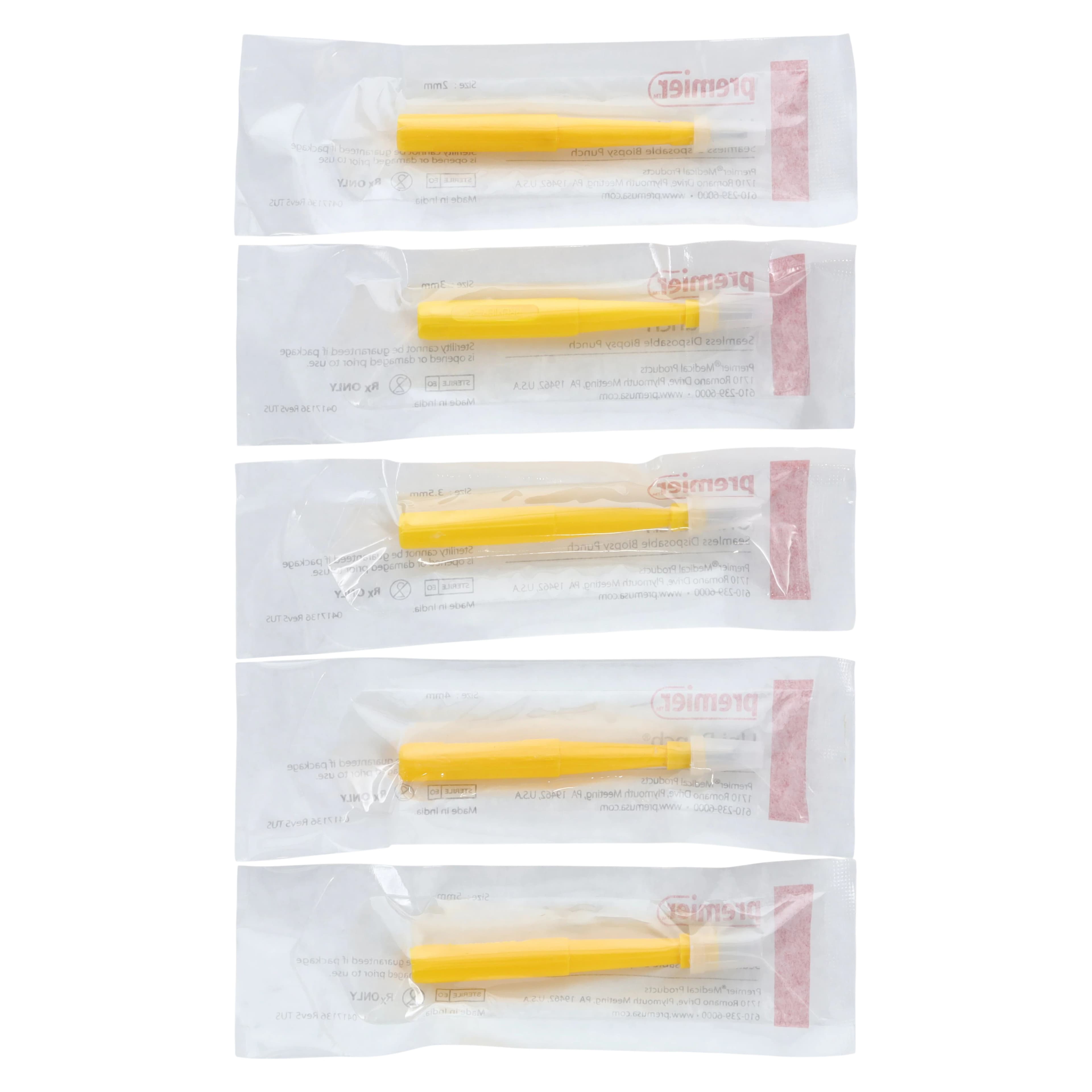 Uni-Punch® Seamless Disposable Biopsy Punch, Assorted Sizes (2mm, 3mm, 3.5mm, 4mm, 5mm), Sterile, 25/Box, 9033525 - Uni-Punch® Seamless Disposable Biopsy Punch Assortment Box of 25 - Image 1