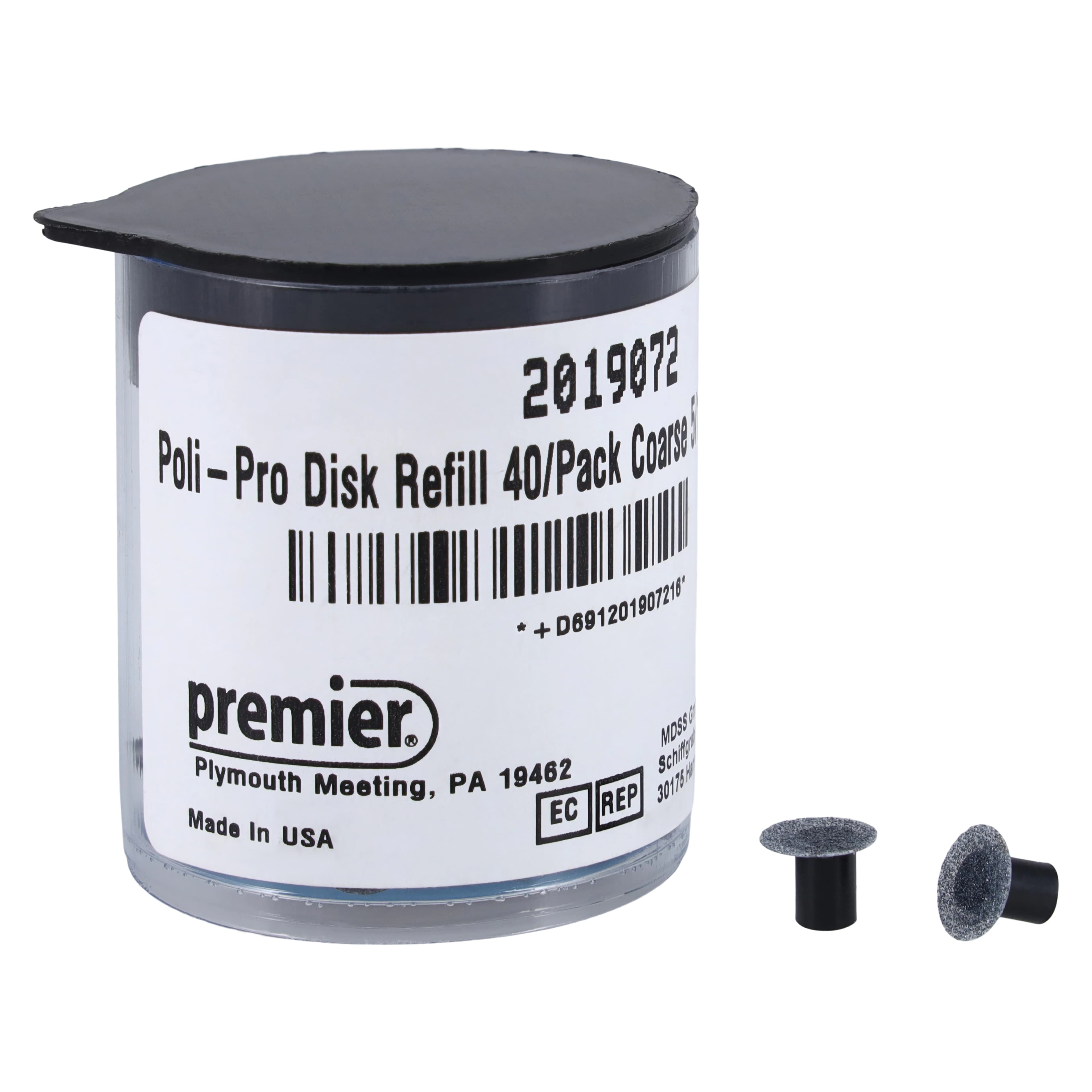 Premier Poli-Pro Disc Composite Polishers, Refill, 5/16" (8mm), Coarse, Grit Up, Black, 40/Pk, #2019072 - Poli-Pro Disc Composite Polishers, Refill, 5/16", Coarse, Grit Up, Black, 40/Pk - Image 1