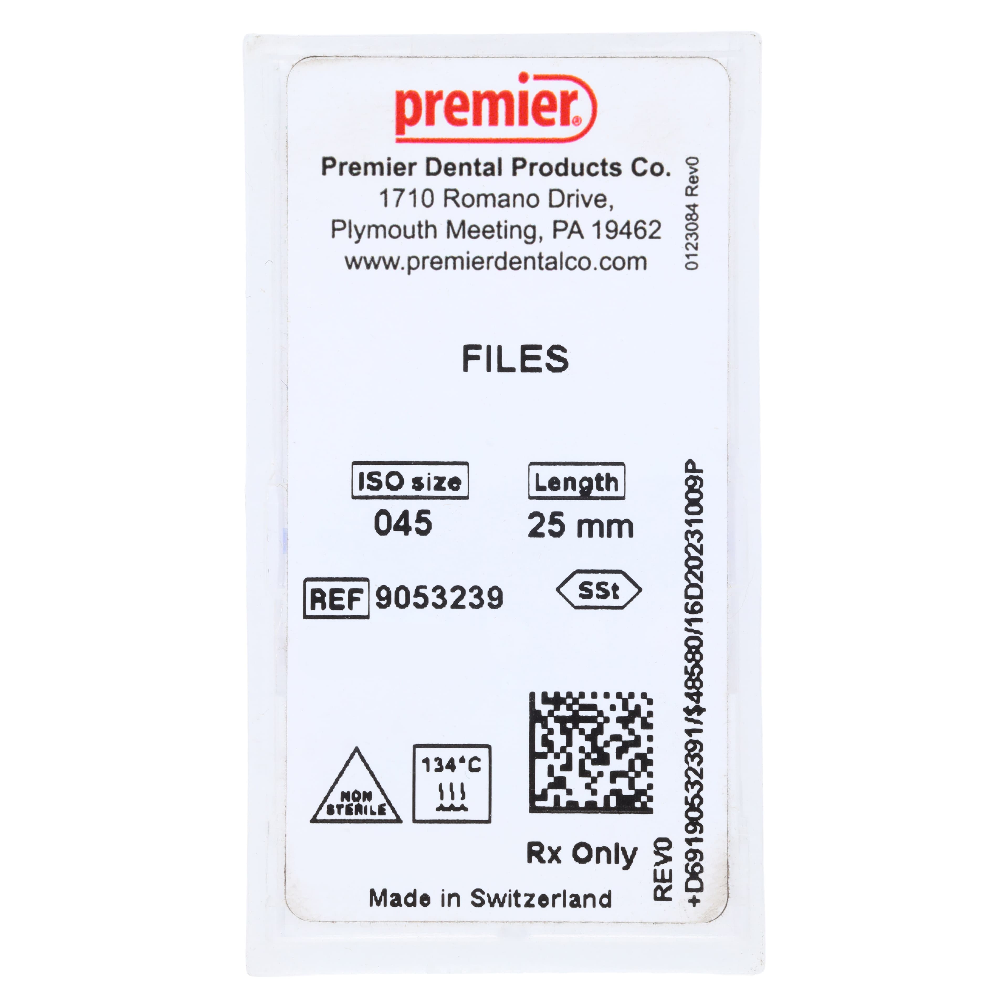 Premier K-Files, Stainless Steel, 25 mm, Size #45, White, 6/Pk, 9053239 thumbnail 5