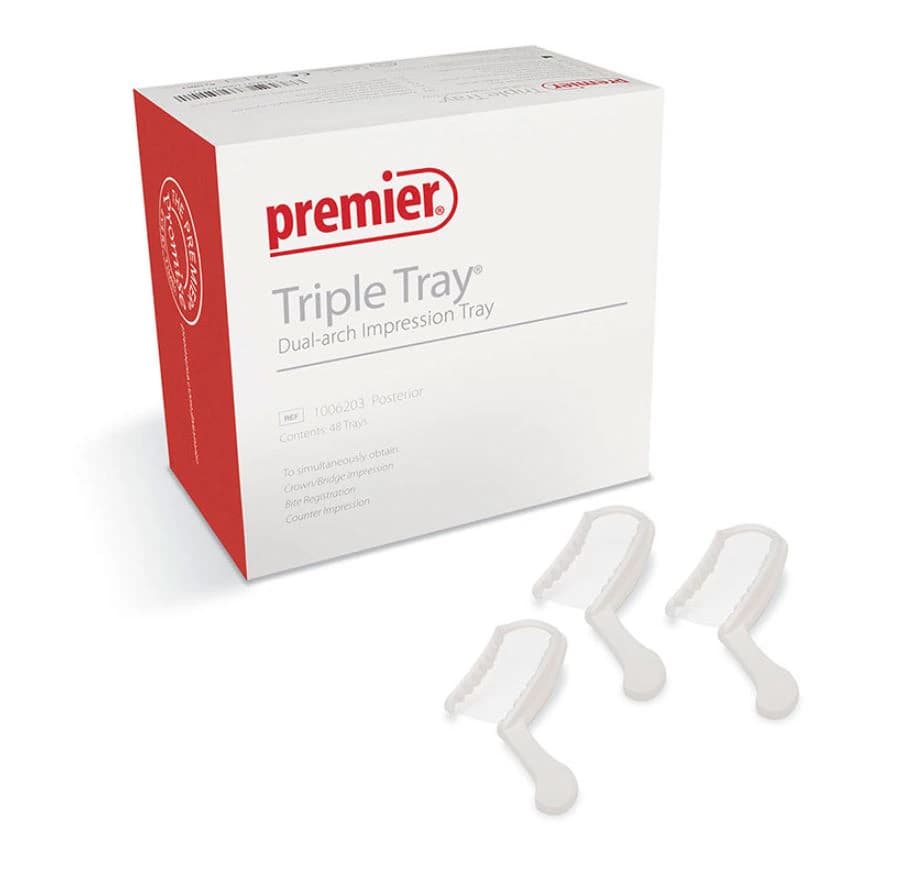 Premier Triple Tray Impression Trays, Wide Body Posterior, Dual-Arch, 48/Box, 1006283 - Triple Tray Impression Trays, Wide Body Posterior, 48/Pk, 1006283 - Image 1