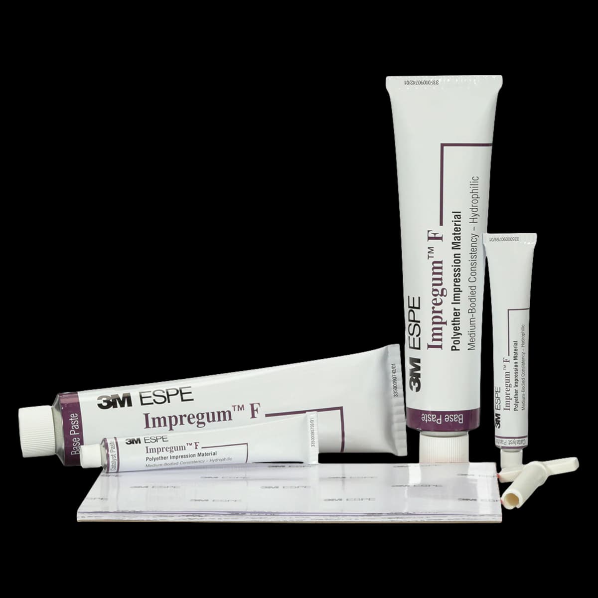 3M Impregum F Polyether Impression Material Double Pack, Medium Viscosity, Regular Set, 2 x 120 mL Base Tubes + 2 x 15 mL Catalyst Tubes + Mixing Pad, 31712 - Impregum F Polyether Double Pack - Image 1