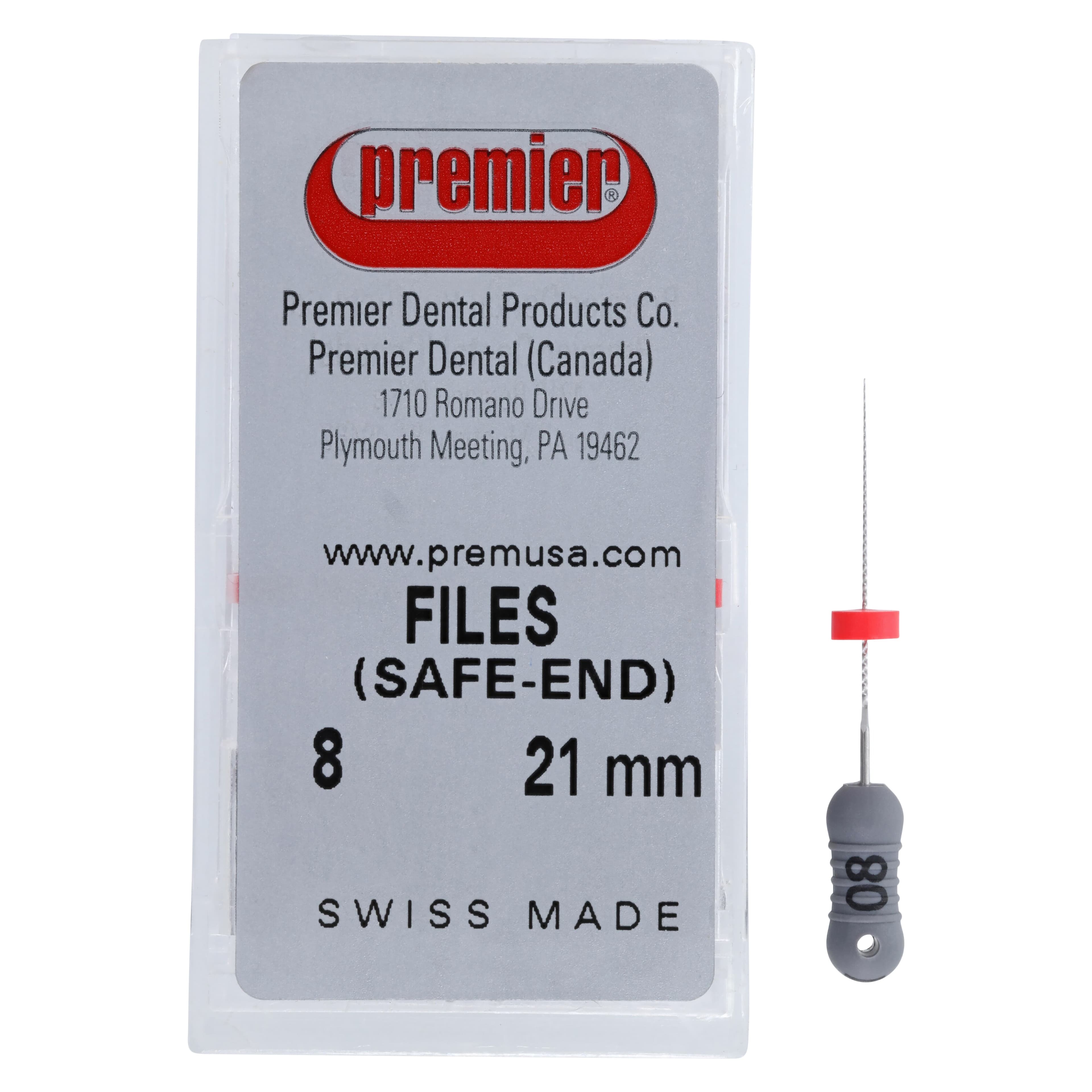 Premier K-File, Stainless Steel, 21 mm, ISO Size #08, Gray, 6/Pack, 9053201 thumbnail 4