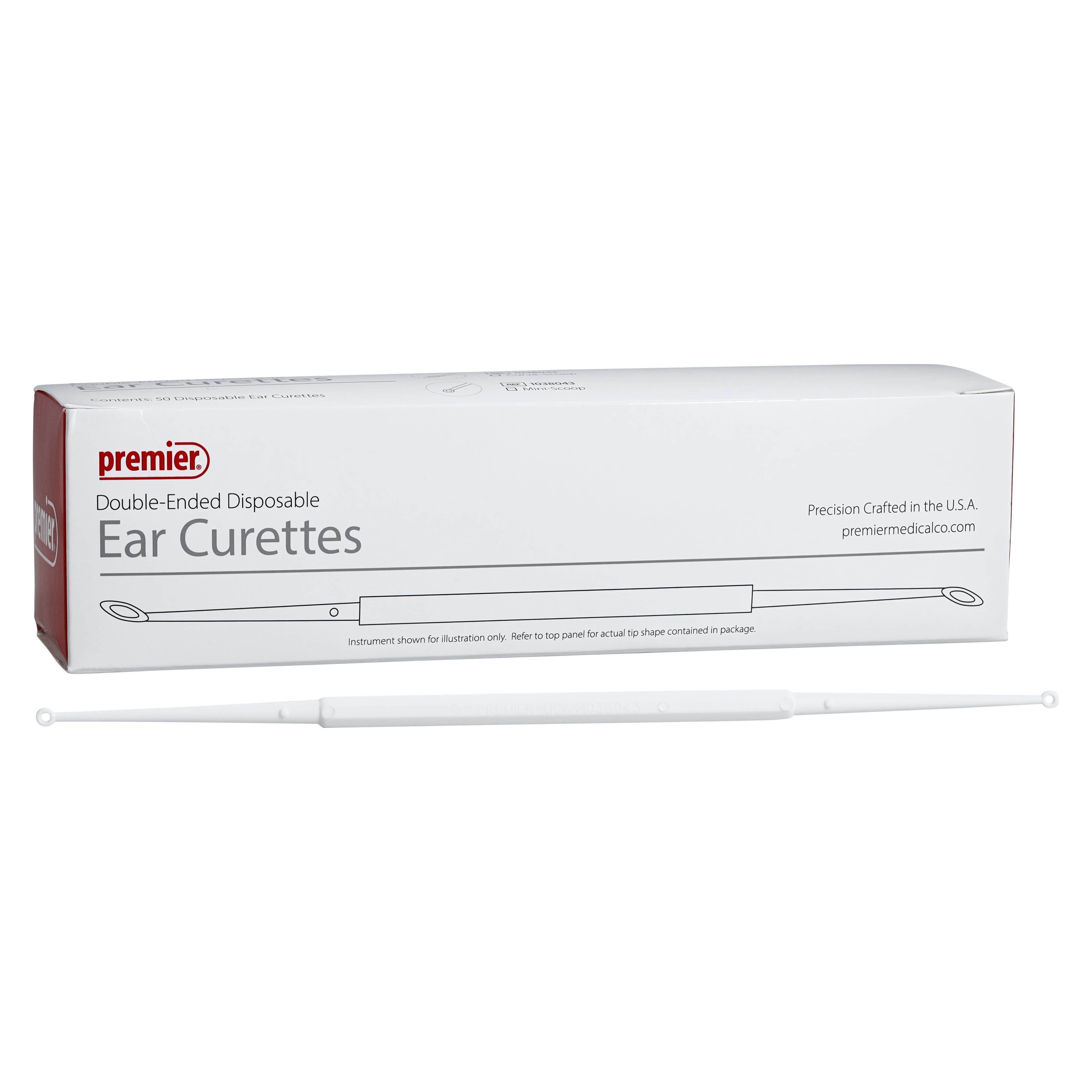 Premier Medical Ear Curette, Disposable, Plastic, Non-Sterile, White, 50/Box thumbnail 2