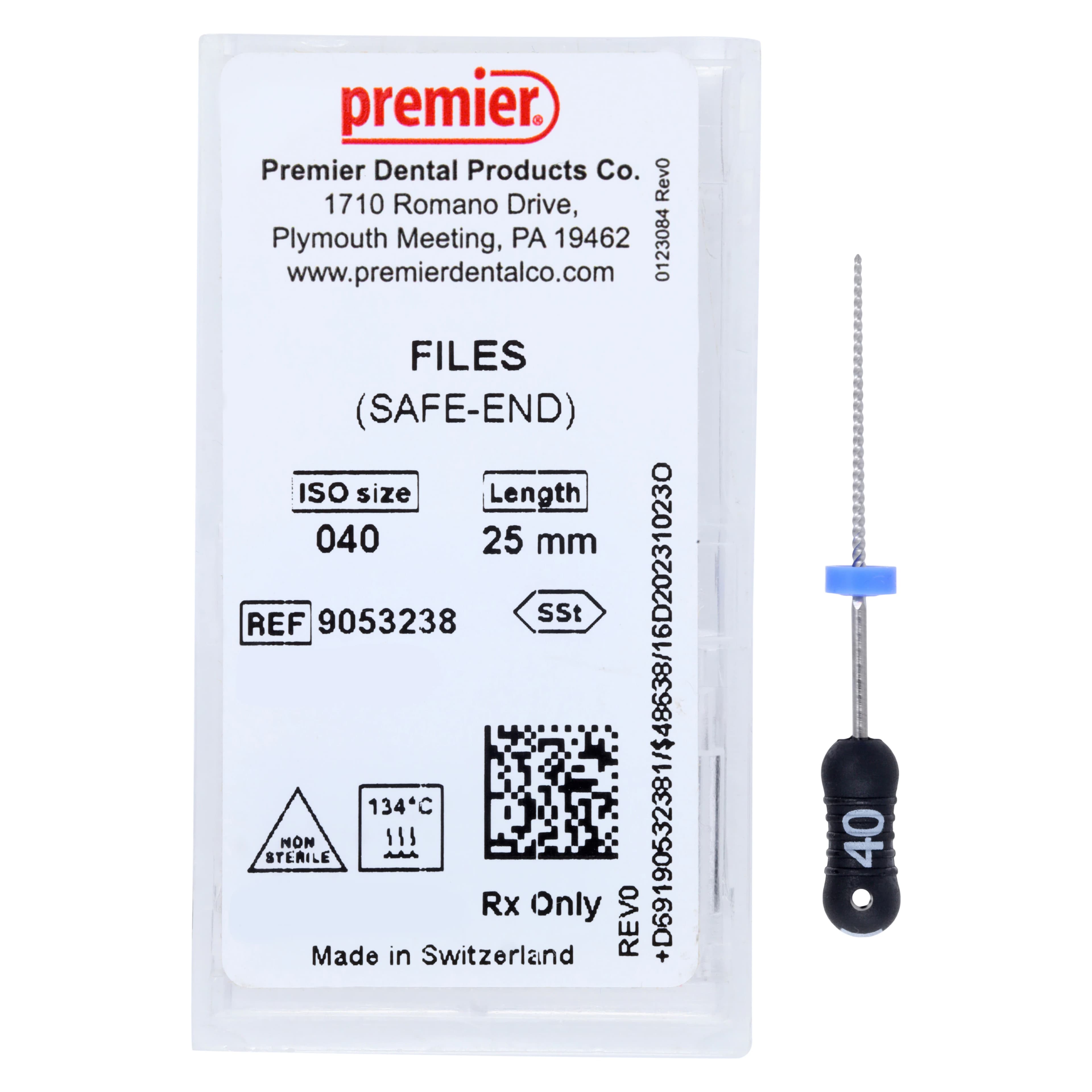 Premier K-Files, Stainless Steel, 25 mm, Size #40, Black, 6/Pk, 9053238 thumbnail 4