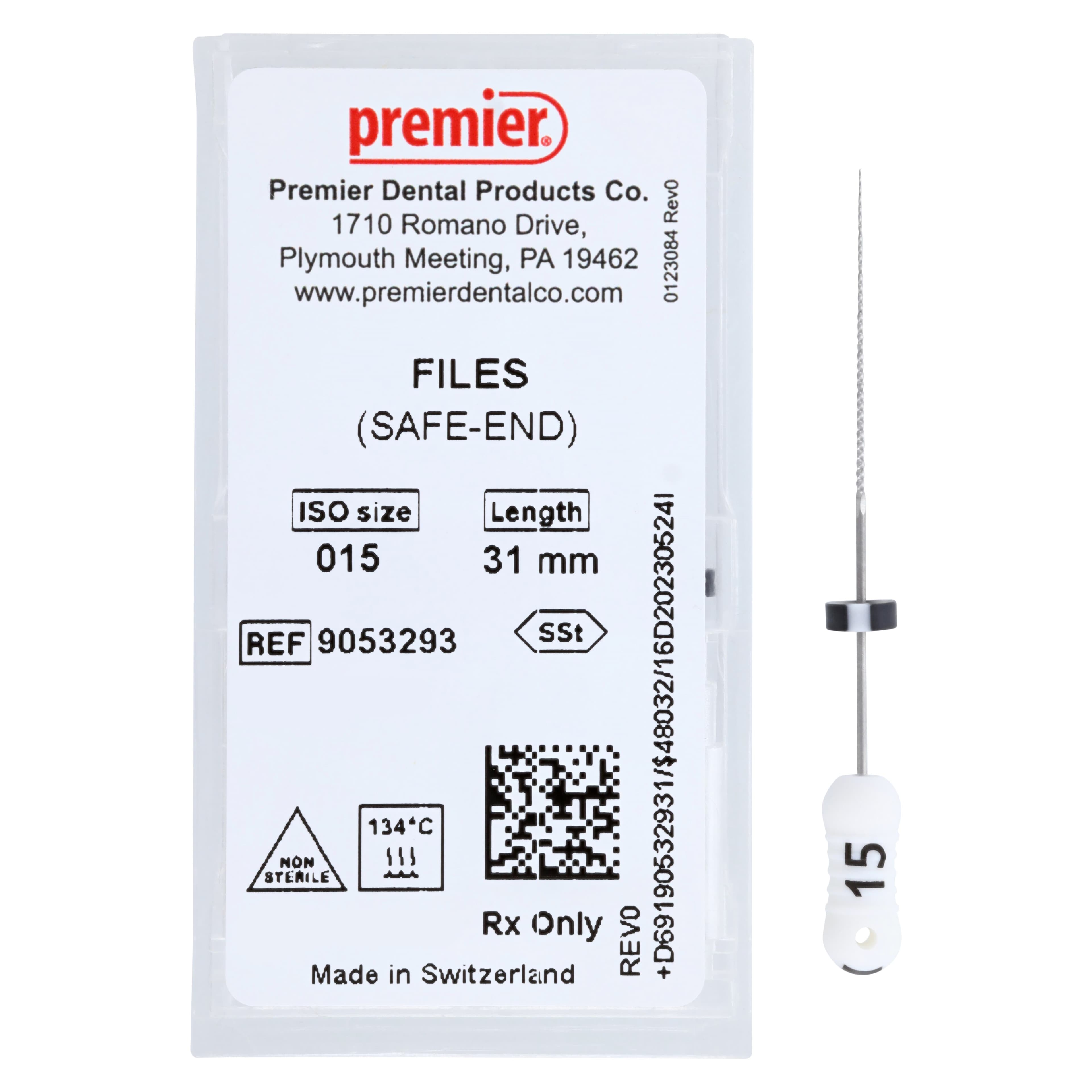 Premier K-Files, Stainless Steel, 31mm, Size #15 (White), 6/Pk, 9053293 thumbnail 4