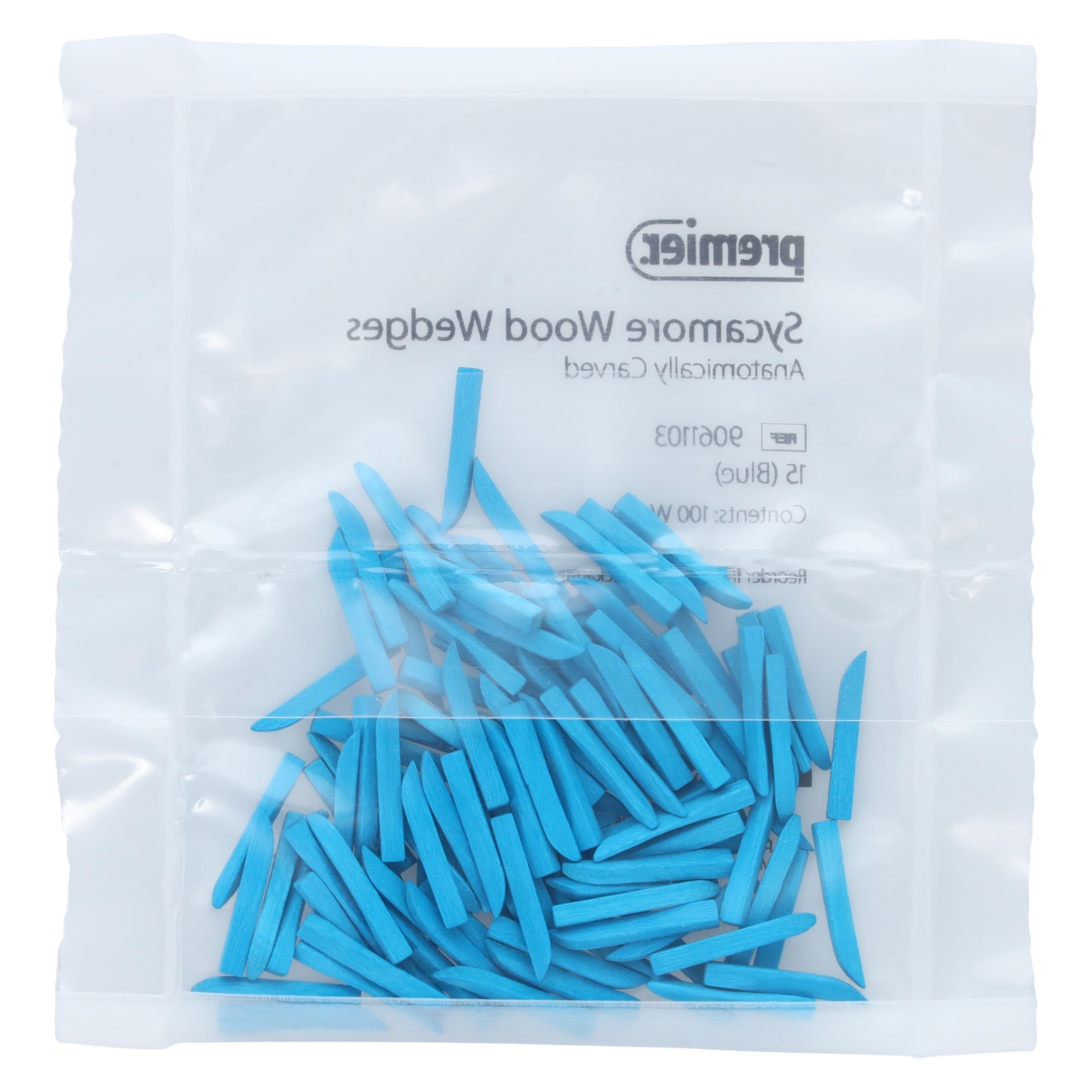Premier Sycamore Wood Wedges, #15, Blue, 15 mm, 400/Pk, 9061103 thumbnail 2