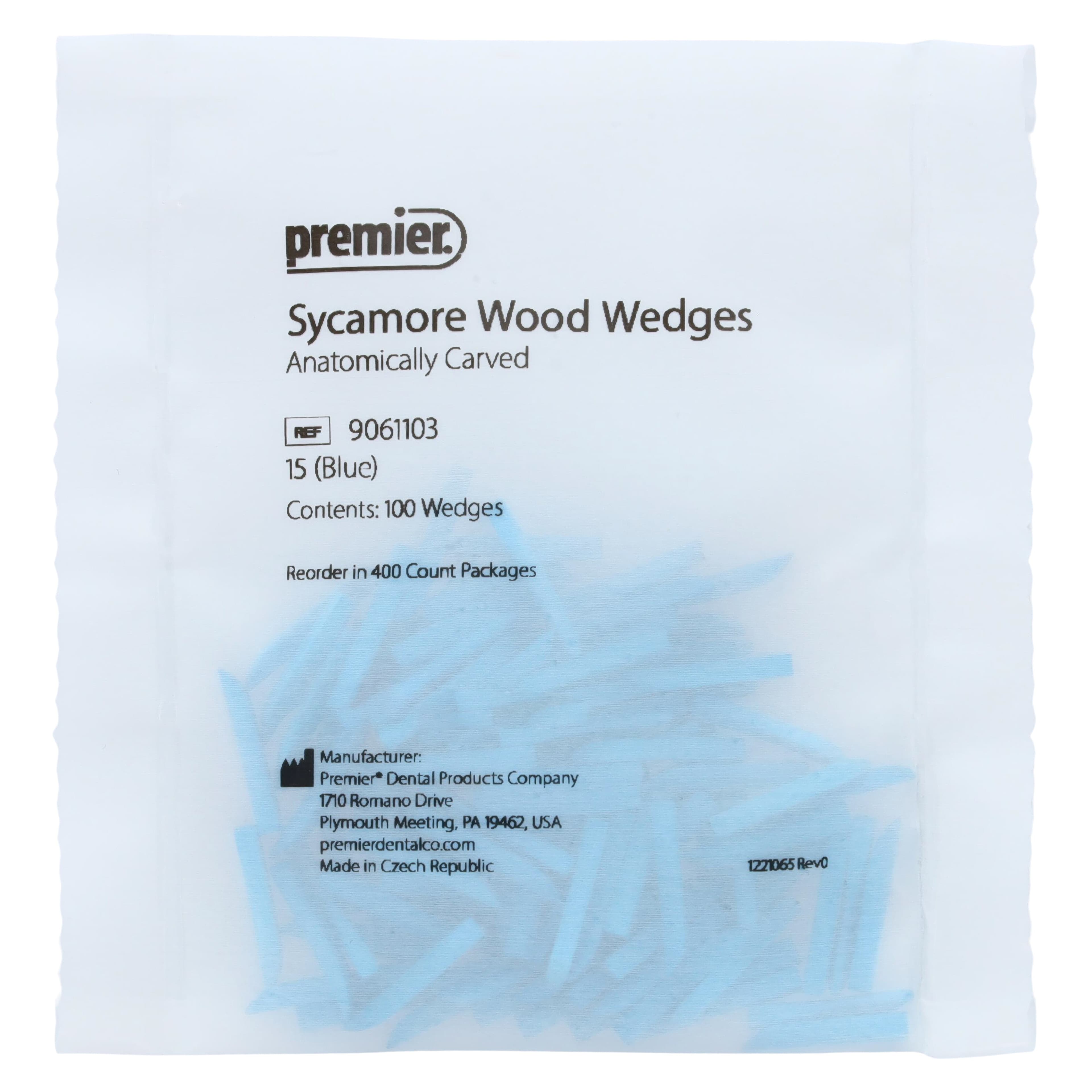 Premier Sycamore Wood Wedges, #15, Blue, 15 mm, 400/Pk, 9061103 thumbnail 3