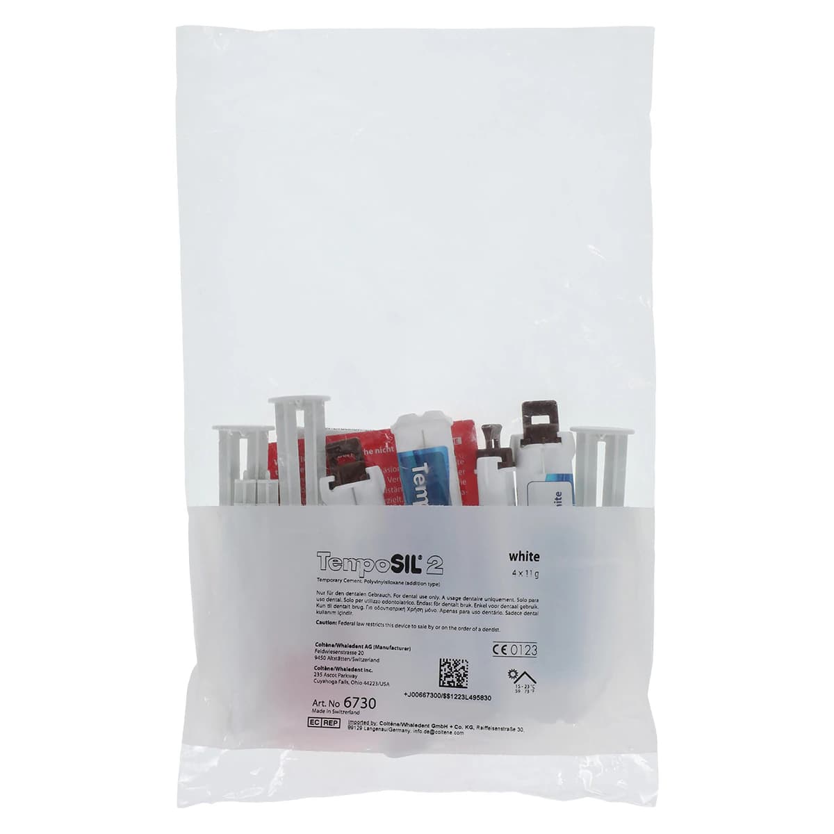 TempoSIL 2 Temporary Cement Refill, White, 5 ml Syringes, 4/Box, 6730 - Refill, 5 ml, 4/Box, White, 6730 - Image 1