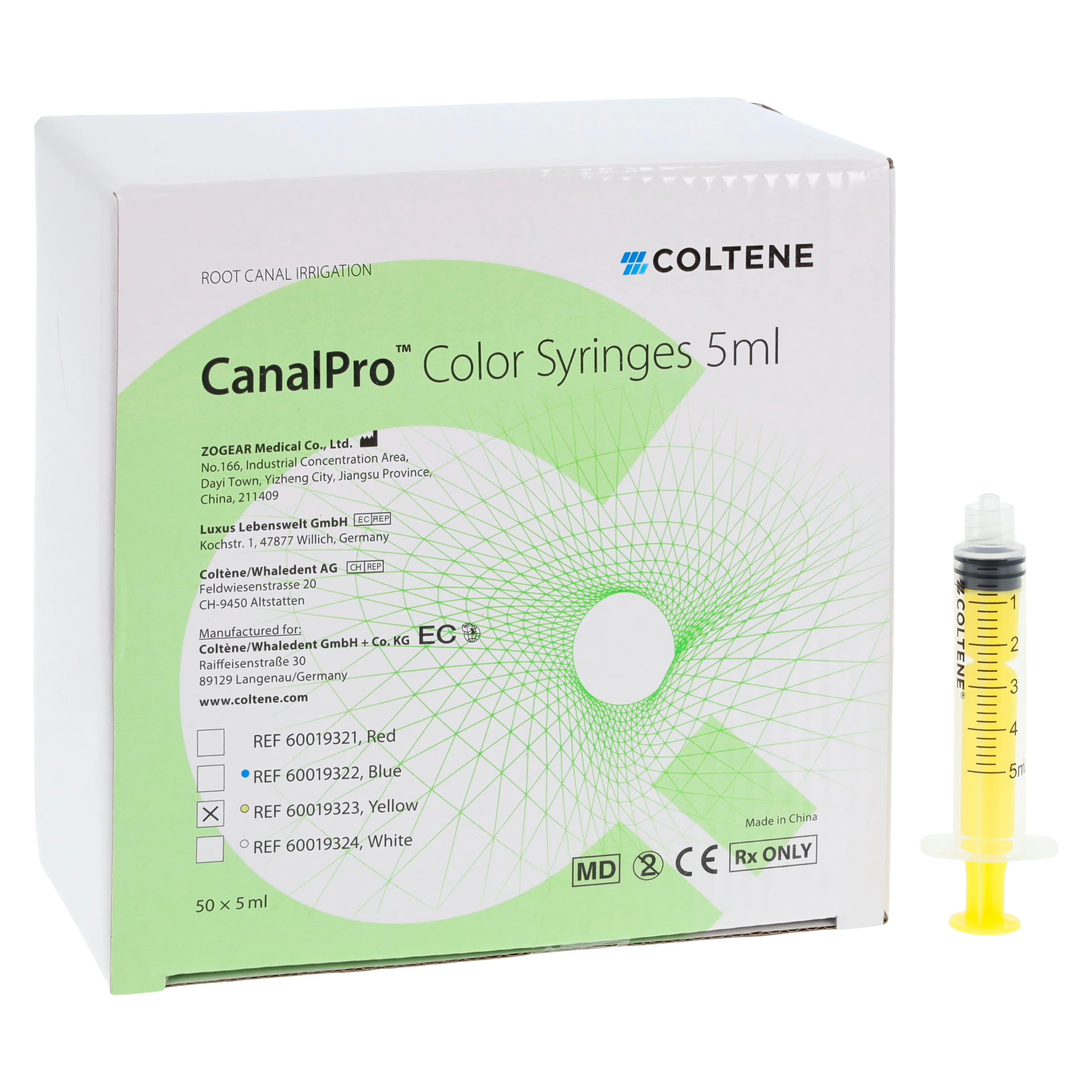 CanalPro Color Luer Lock Irrigation Syringes, 5 ml, Yellow, Disposable, Latex-Free, 50/Pk, 60019323 thumbnail 3