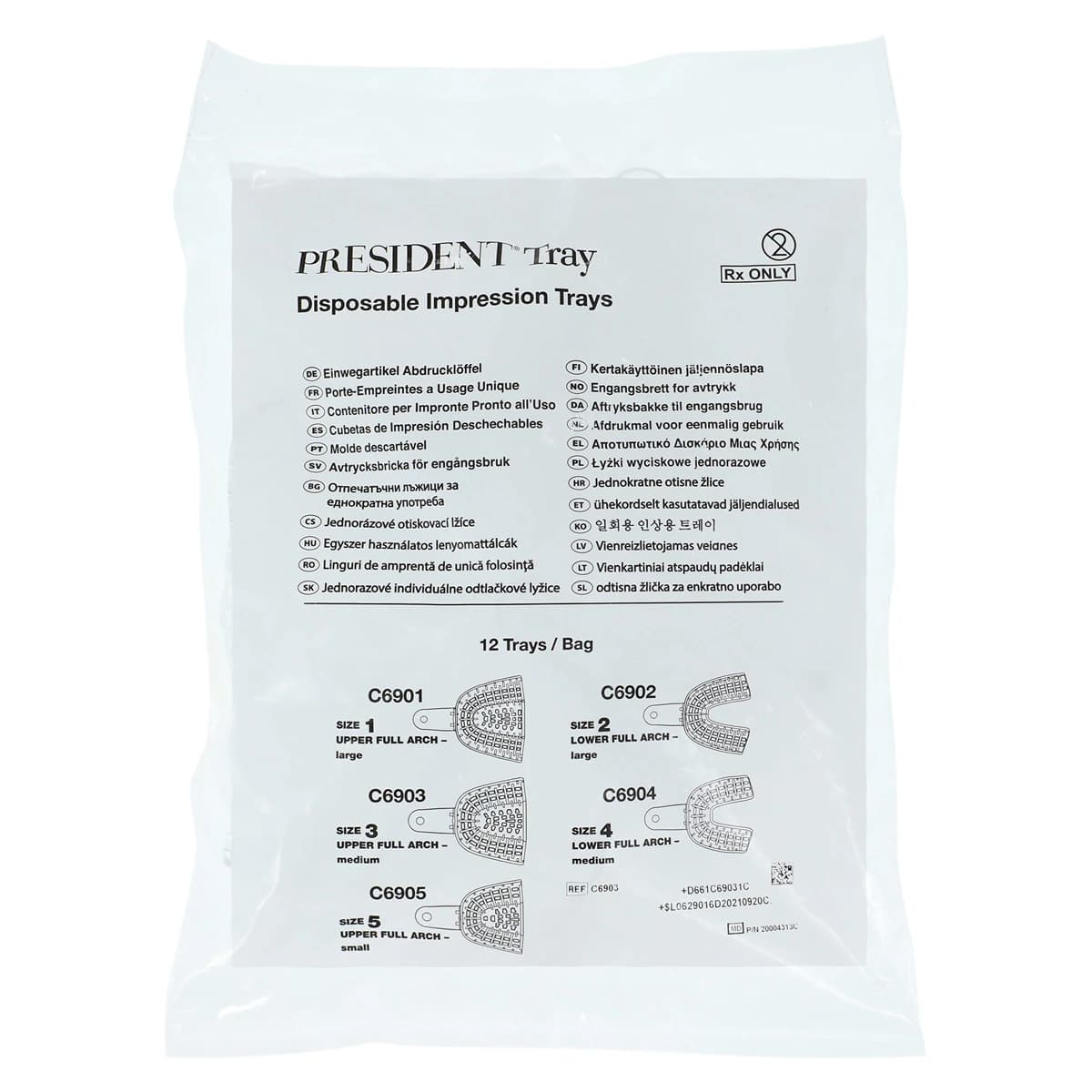 President Disposable Impression Trays, #3 Upper Medium, Clear, Perforated, 12/Pkg, C6903 thumbnail 4