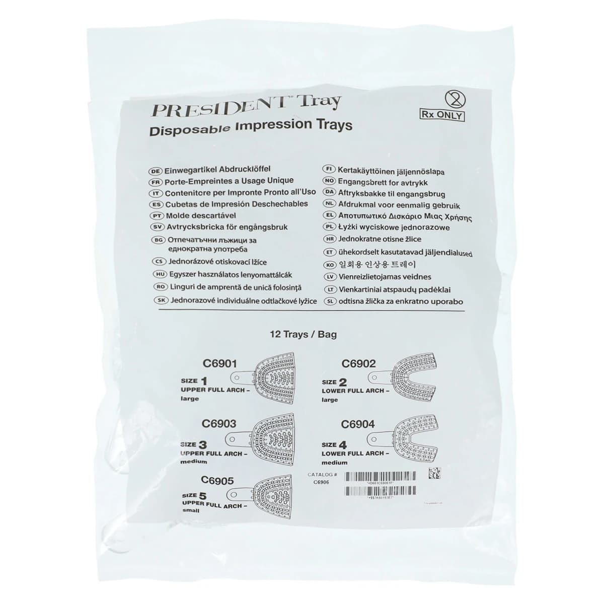President Disposable Impression Trays #6 Small Lower, Clear, Perforated, 12/Pk, C6906 thumbnail 4