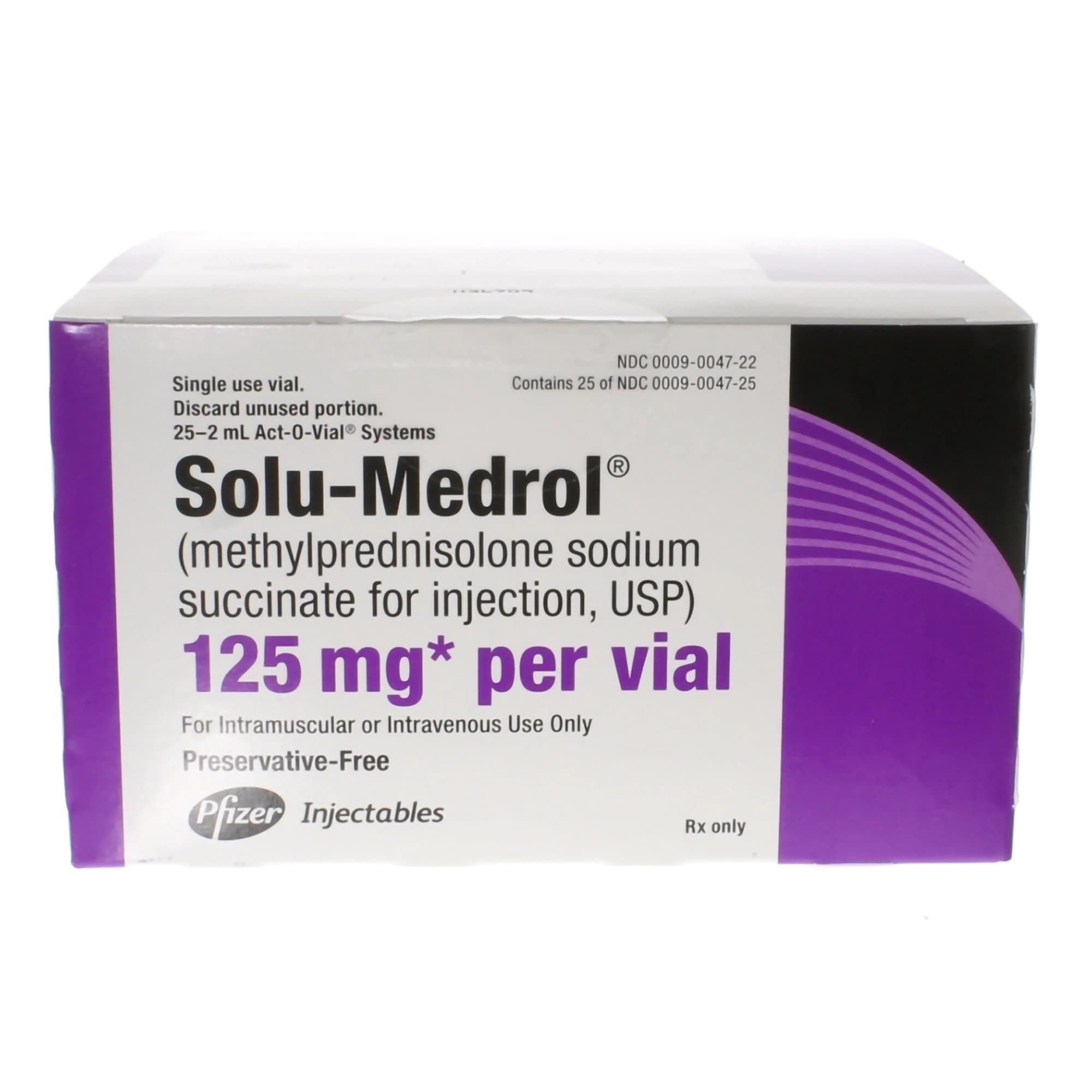 Solu-Medrol Injection 125mg, Preservative-Free, Single-Dose Vial, Act-O-Vial 2mL, 25/Package - Solu-Medrol Inj Act-O-Vial 2ml - Image 1