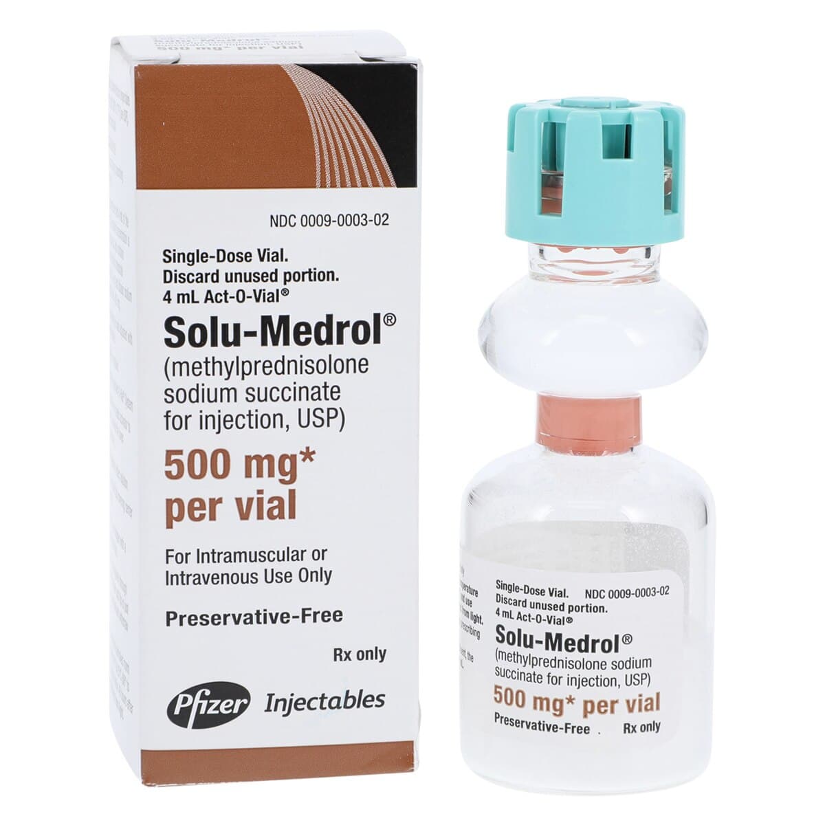 Solu-Medrol Injection 500mg, Preservative-Free, Single-Dose Vial, Act-O-Vial 4mL thumbnail 2
