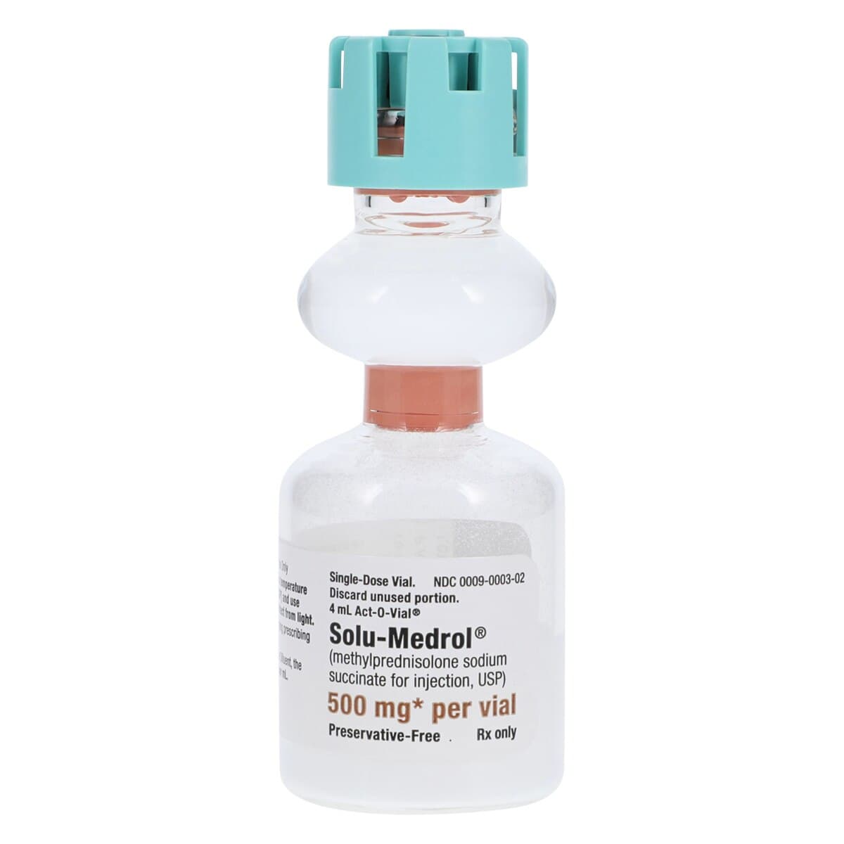 Solu-Medrol Injection 500mg, Preservative-Free, Single-Dose Vial, Act-O-Vial 4mL thumbnail 3