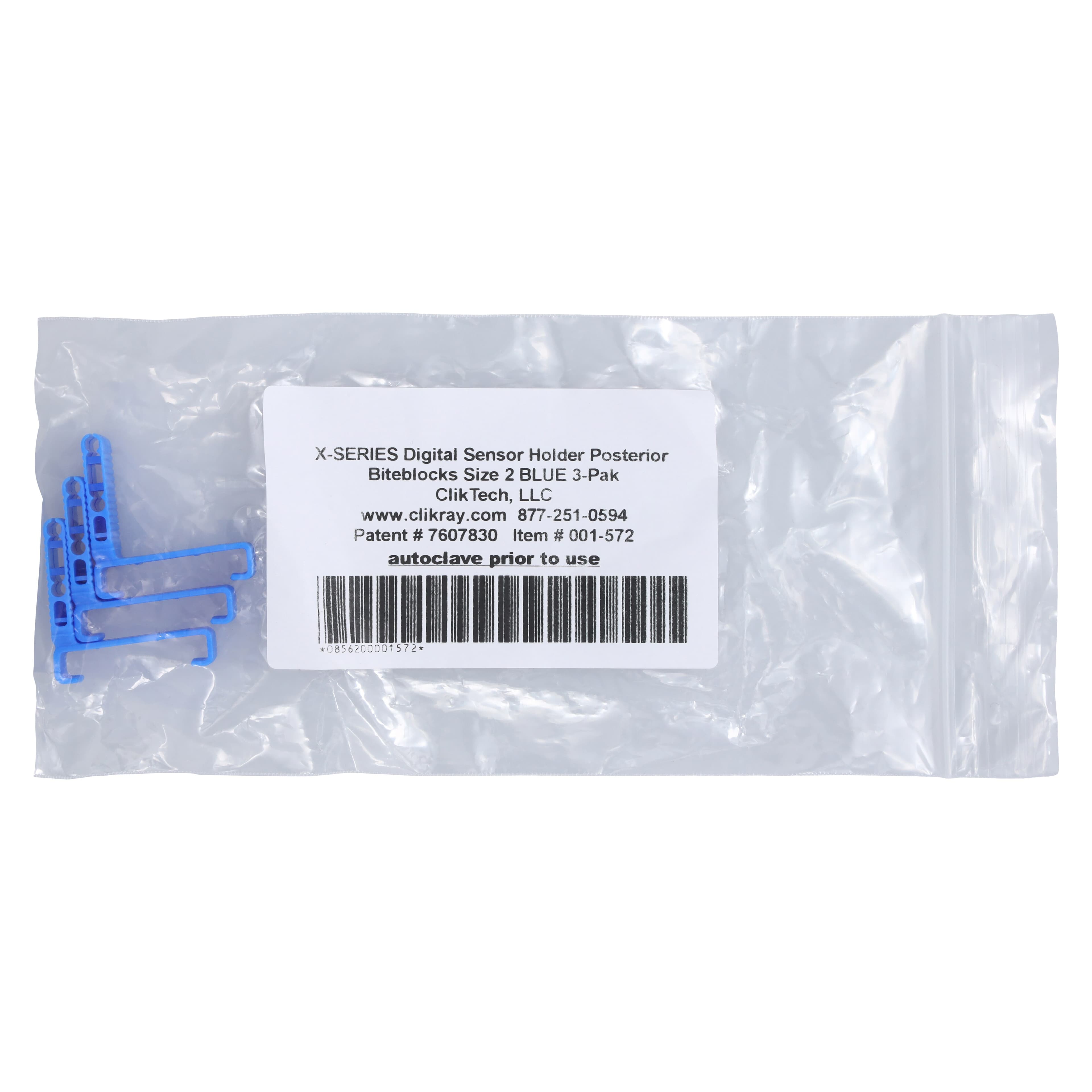 ClikTech X-Series Size 2 Posterior Sensor Holder (Bite Block), Blue, 3/Pkg, 001-572 thumbnail 4