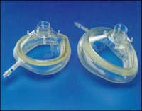 SunMed Anesthesia Face Mask, Size 4 (Adult/Child), Clear Plastic, Disposable, with Flexible Dome, Air-Filled Cushion, and Top Valve, 20/Case - Mask Child Small Adult - Image 1