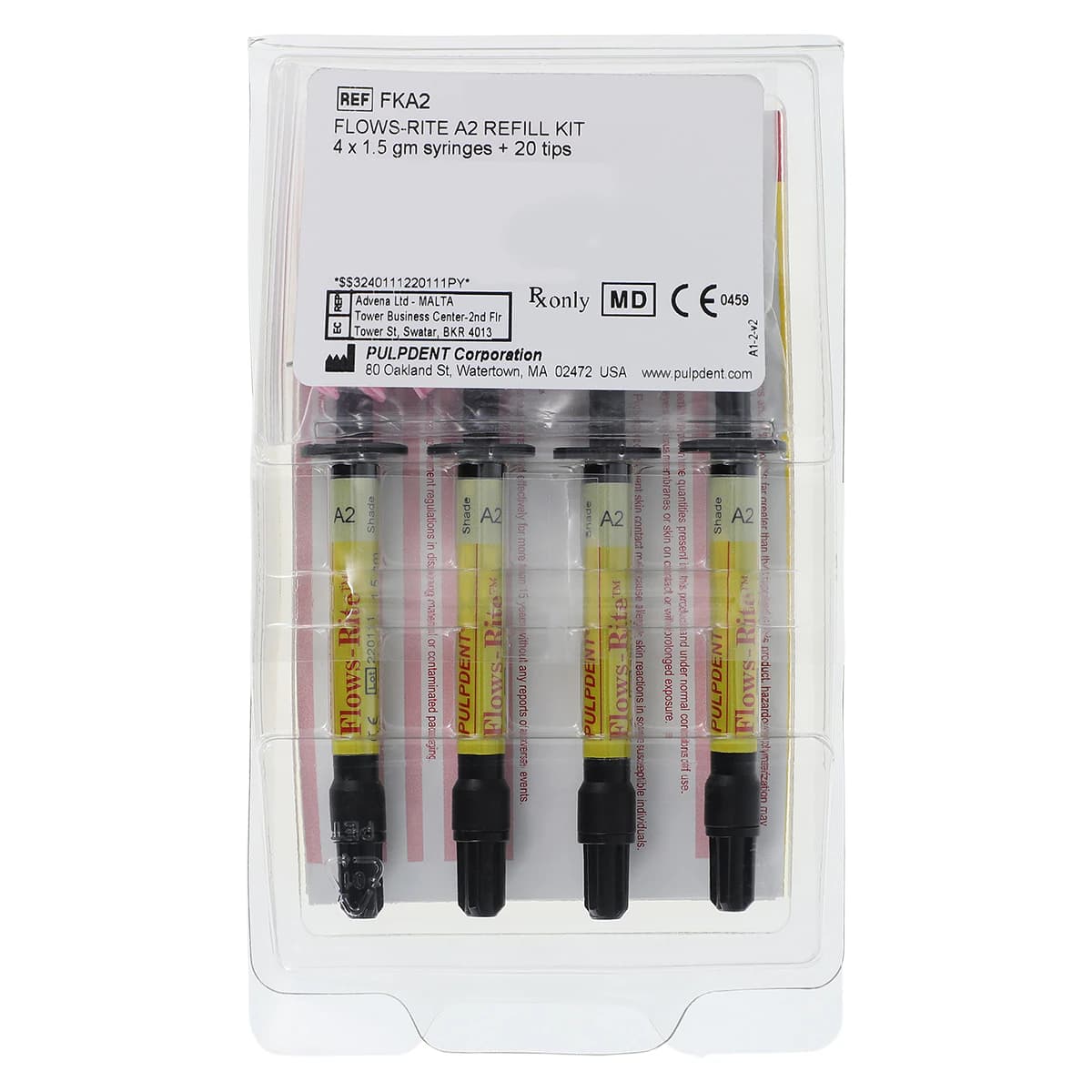Pulpdent Flows-Rite A2 Flowable Composite, 1.5g Syringe Refill, Pack of 4, FKA2 thumbnail 2