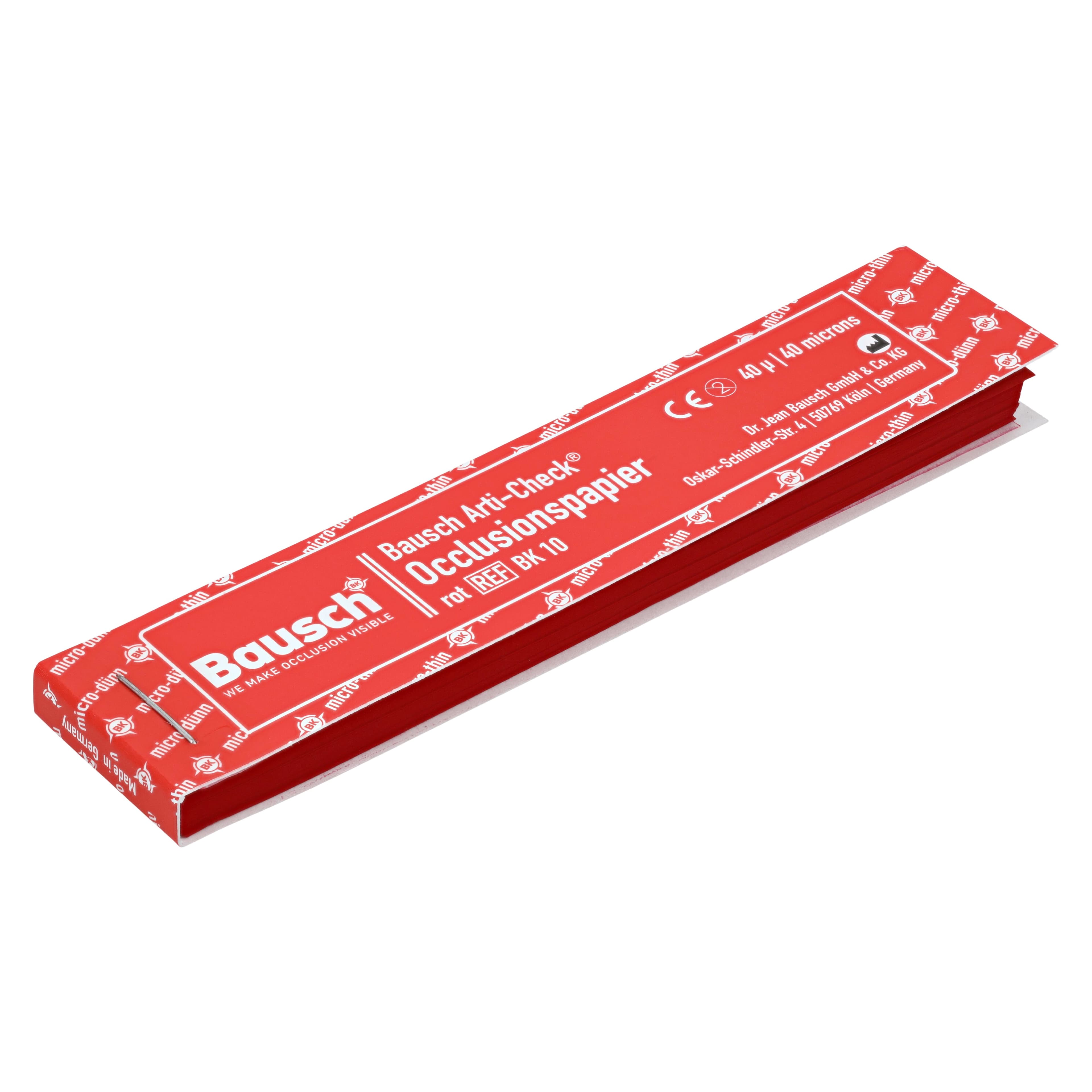 Bausch Arti-Check Articulating Paper Strips, Straight Booklets, 104 x 20 mm, 40 Microns, Red, 200/Pk, BK-10 thumbnail 2