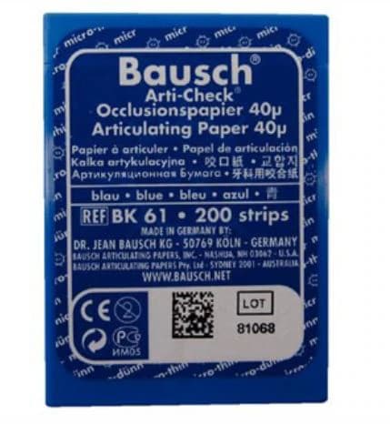 Bausch Arti-Check Micro-Thin Articulating Paper, 40 Microns, Blue, Pre-Cut Strips, 200/Pk, BK61 - Arti-Check Micro-Thin Articulating Paper, 40 microns, Blue, 200/Pk, BK61 - Image 1