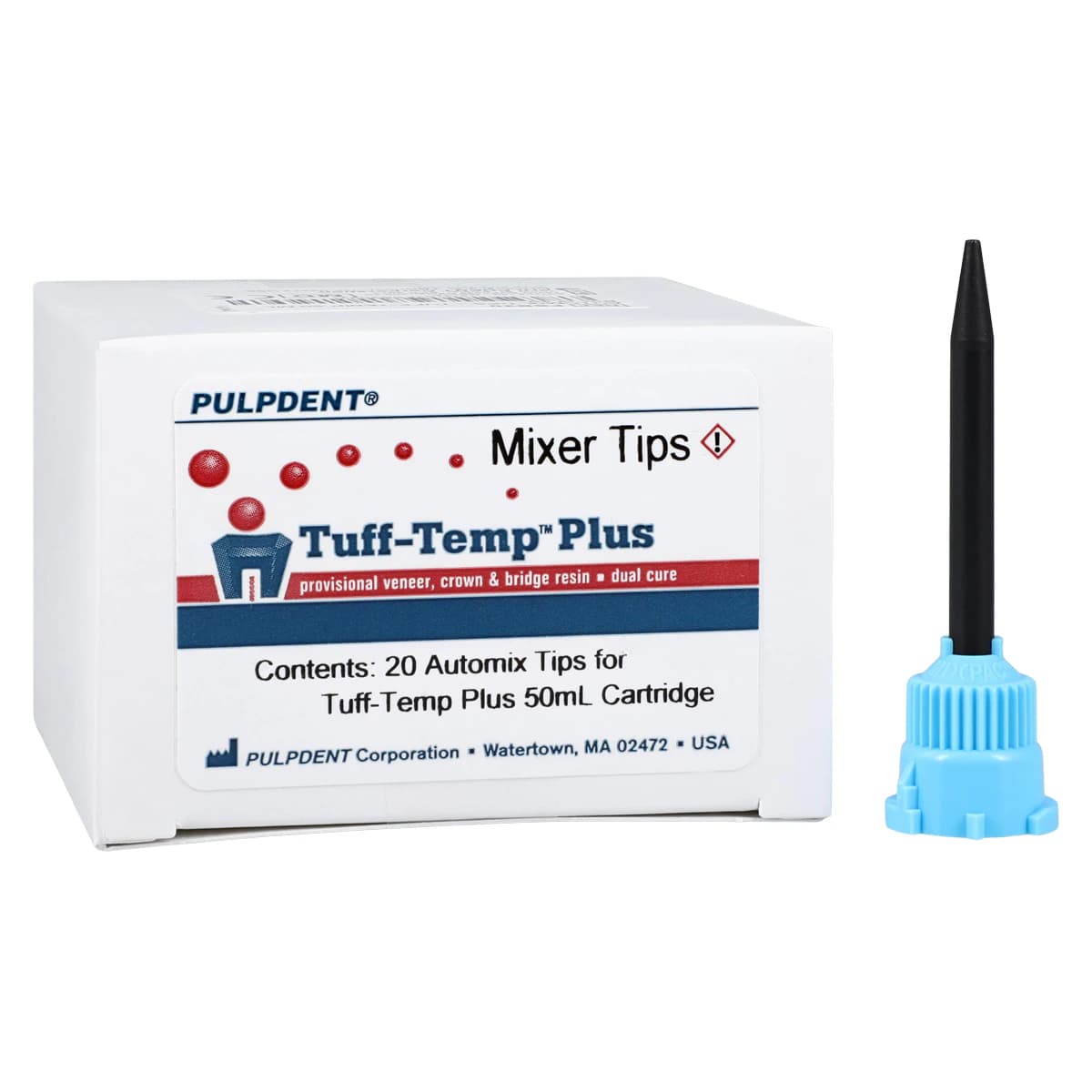 Pulpdent Tuff-Temp Plus Automix Syringe Tips, 50 mL Cartridge, Blue/Black, 20/Box, FSB20 - Automix Syringe Tips, 50 ml, 20/Box, FSB20 - Image 1