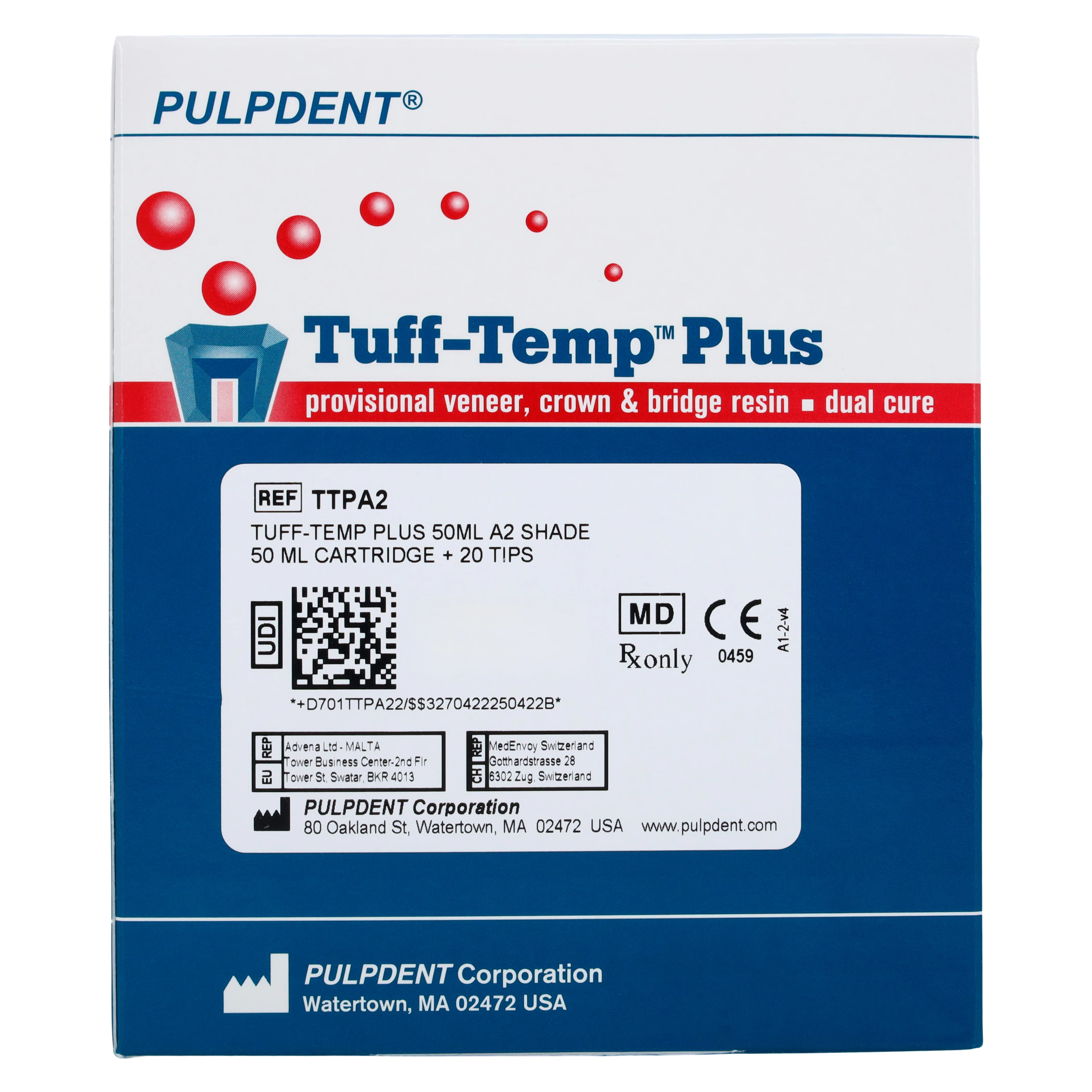 Pulpdent Tuff-Temp Plus Provisional Crown & Bridge Resin, Automix Cartridge Kit, Shade A2, 50 mL, TTPA2 thumbnail 12