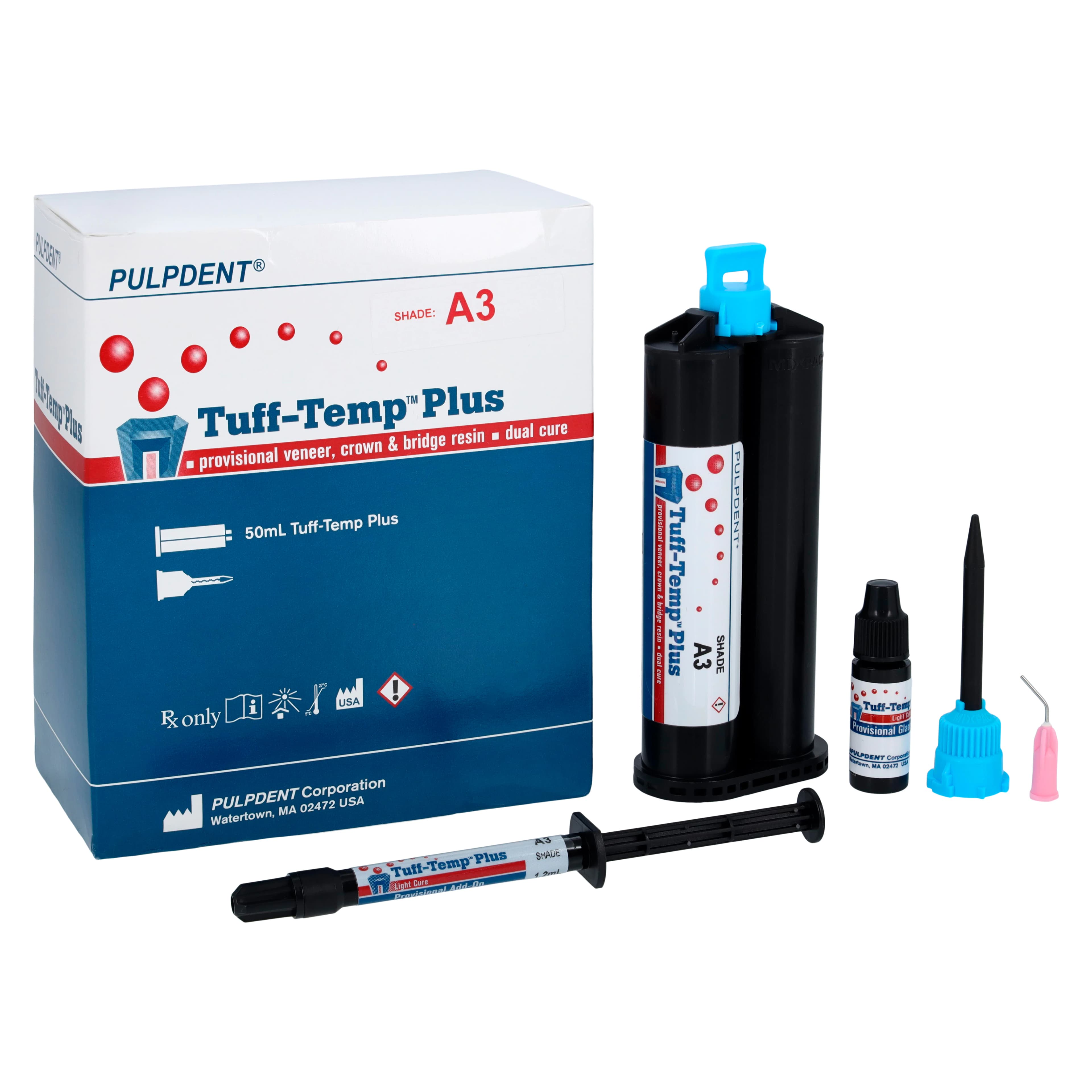 Tuff-Temp Plus Provisional C&B Resin, Shade A3, 50 mL Automix Cartridge Kit, TTPA3 - Tuff-Temp Plus Provisional C&B Resin A3 Veneer 50ml - Image 1