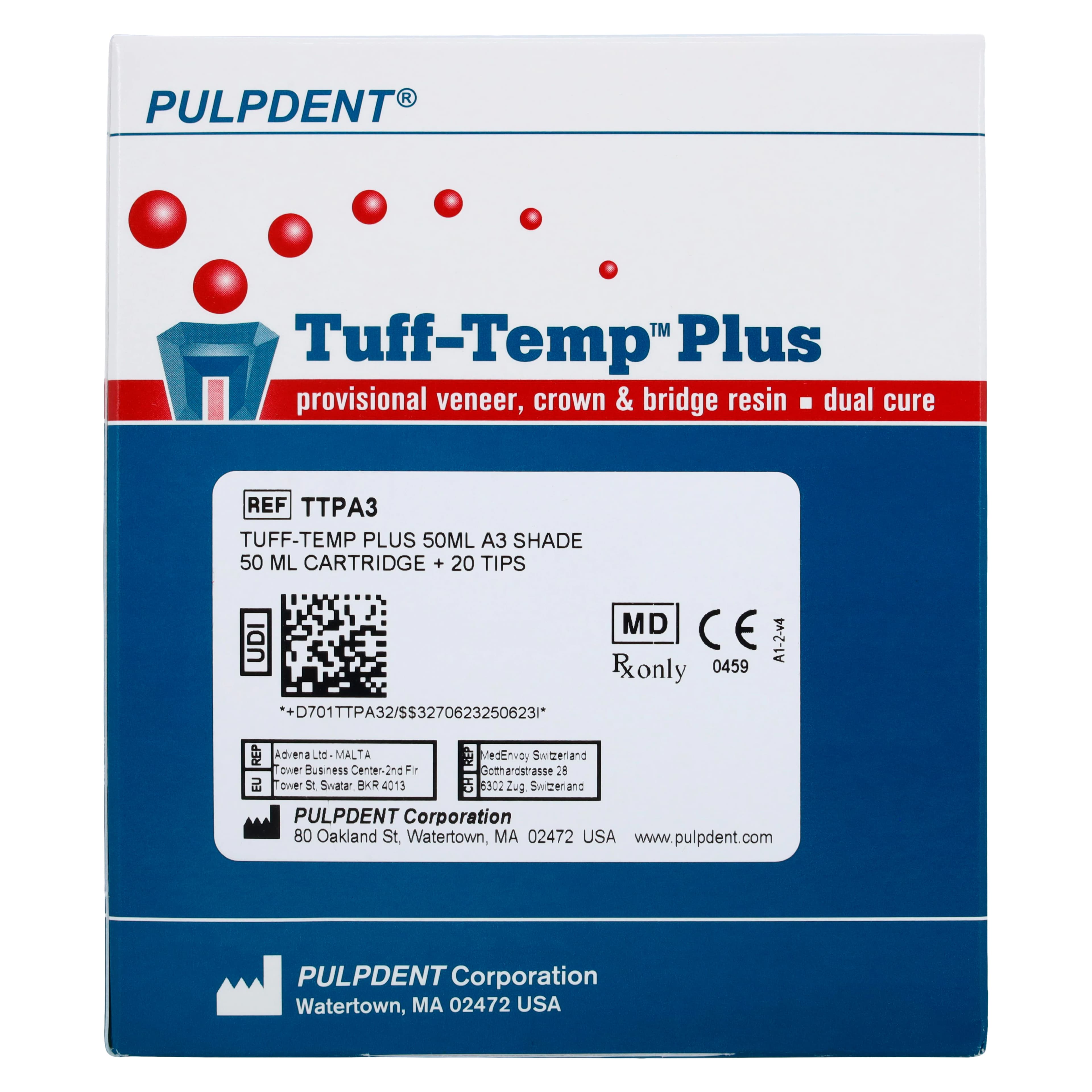 Tuff-Temp Plus Provisional C&B Resin, Shade A3, 50 mL Automix Cartridge Kit, TTPA3 thumbnail 12