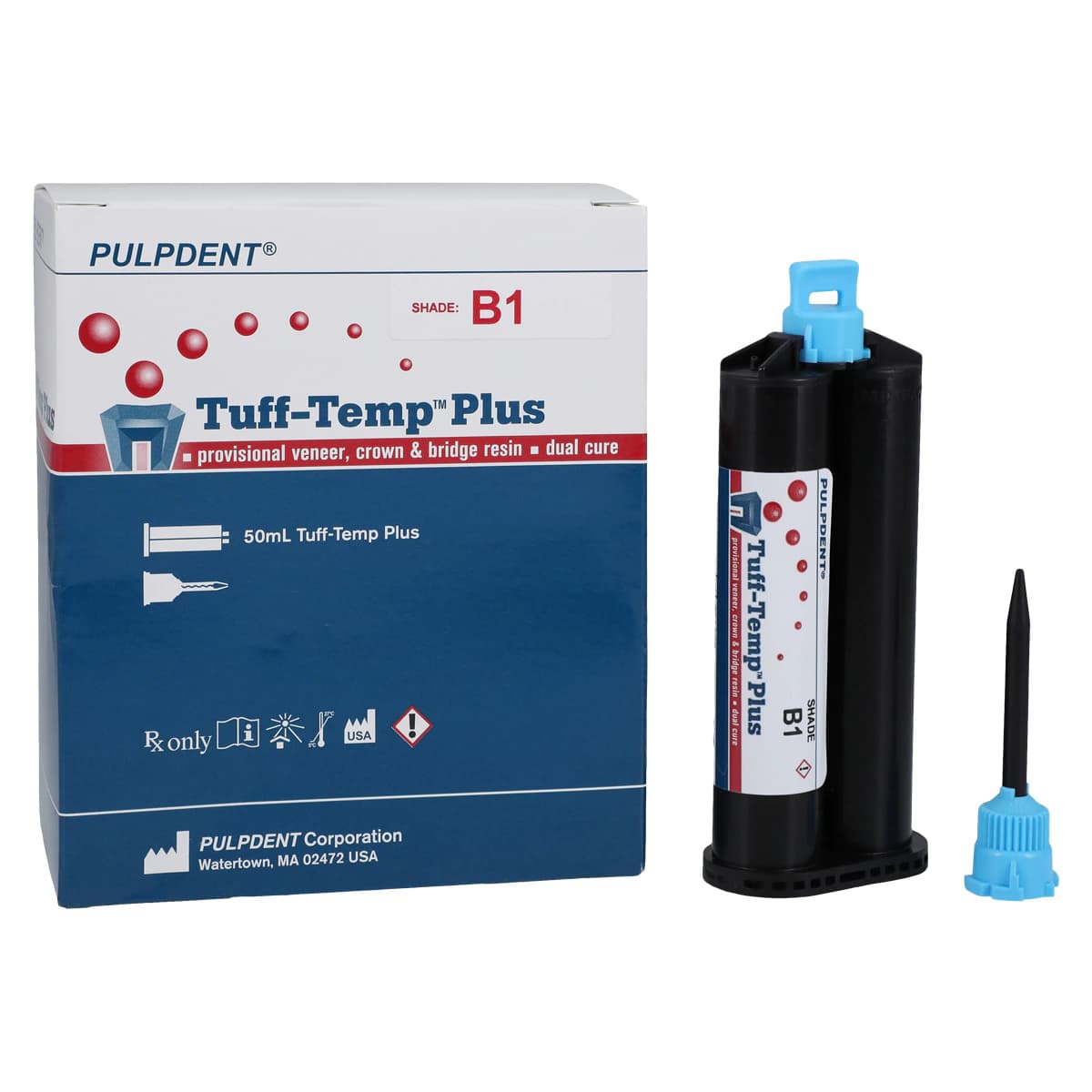 Pulpdent Tuff-Temp Plus Provisional Crown & Bridge Resin, Automix Cartridge Kit, Shade B1, 50 mL, TTPB1 - Tuff-Temp Plus, Automix Cartridge, 50 ml, B1, 1/Pk, TTPB1 - Image 1