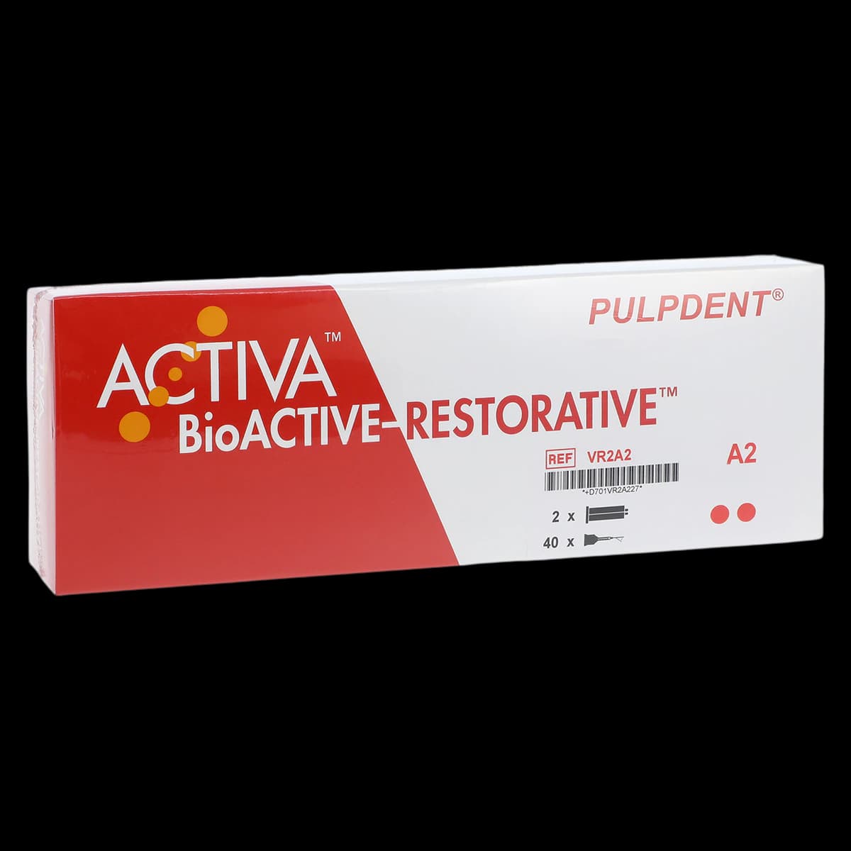 Pulpdent ACTIVA BioACTIVE-RESTORATIVE Dual-Cure Bioactive Composite Resin, Syringe Value Refill, Shade A2, 2 x 5 mL (8 g) Syringes + 40 Automix Tips, VR2-A2 - Activa BioActive Composite Resin Restorative, Dual-Cure, Syringe Value Refill, 5 ml, Universal Viscosity, A2, 2/Pk, VR2-A2 - Image 1