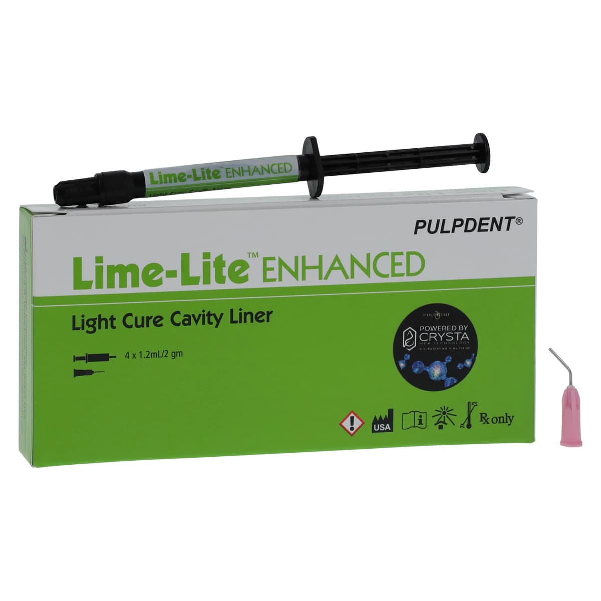 Pulpdent Lime-Lite Enhanced Bioactive Light-Cure Cavity Liner, 1.2 mL Syringe Kit, 4 Syringes + 20 Applicator Tips, Universal Dentin Shade, LLE thumbnail 2