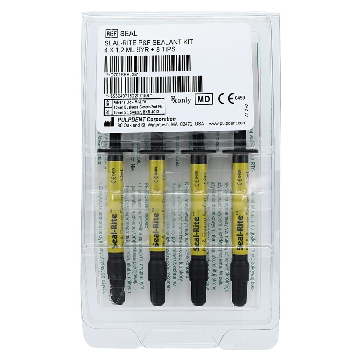 Pulpdent Seal-Rite Pit & Fissure Sealant Kit, Light-Cure, Off-White, 4 x 1.2 mL Syringes + 8 Applicator Tips, SEAL thumbnail 4