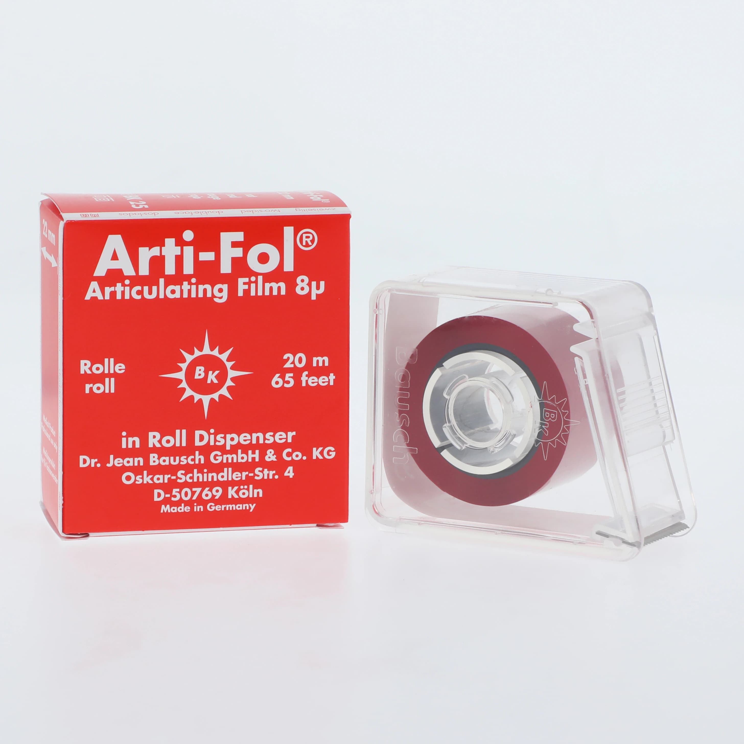 Arti-Fol II Ultra-Thin Two-Sided Articulating Film, 8 Microns, 22 mm x 20 m, Red/Red, 1 Roll/Pk, BK25 - Arti-Fol II Ultra-Thin Two-Sided Articulating Film, 8 microns, 22 mm x 20 m, Red/Red, 1 Roll/Pk, BK25 - Image 1