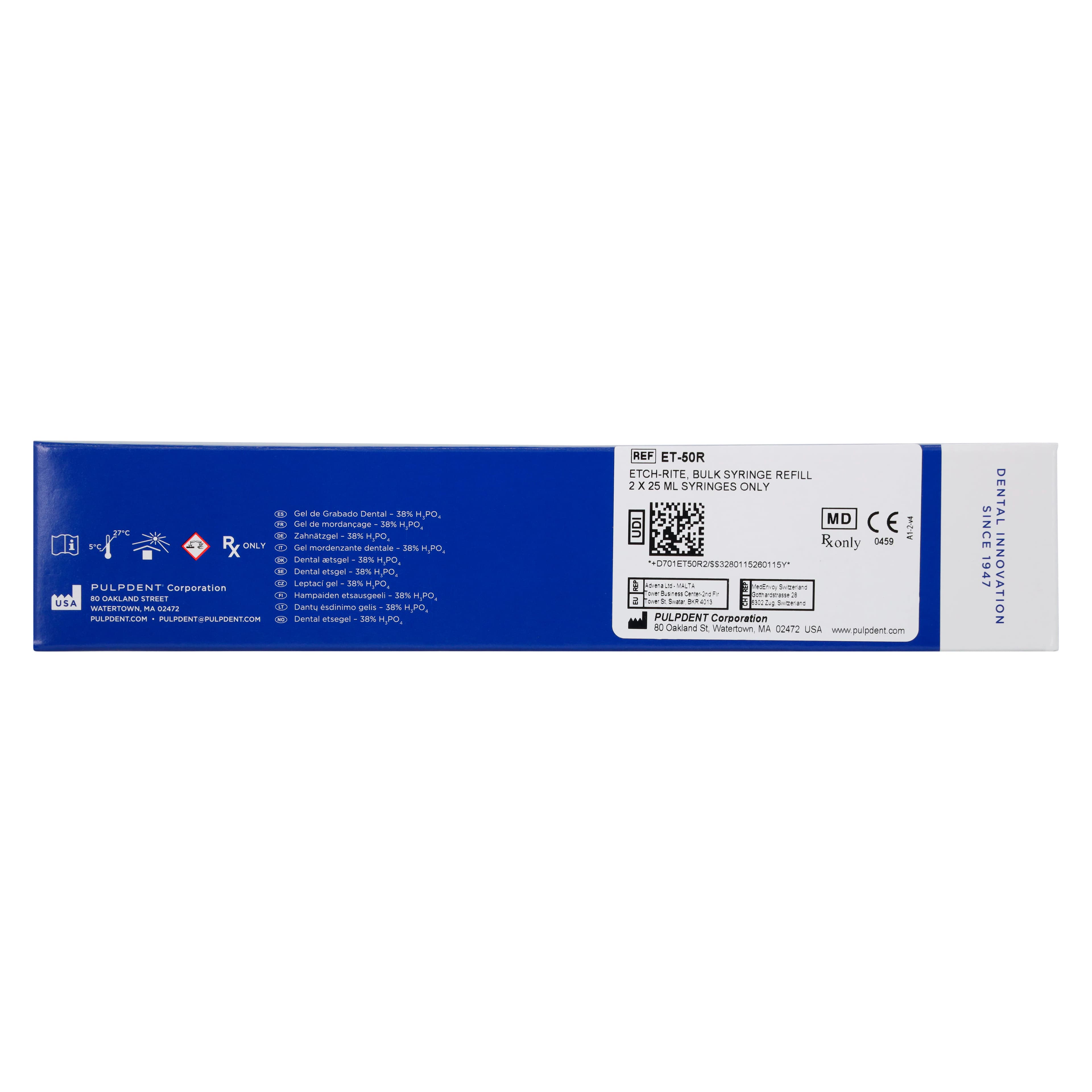 Pulpdent Etch-Rite 38% Phosphoric Acid Dental Etching Gel, Jumbo Syringe Refill, 2 x 25 mL, Blue, ET-50R thumbnail 4