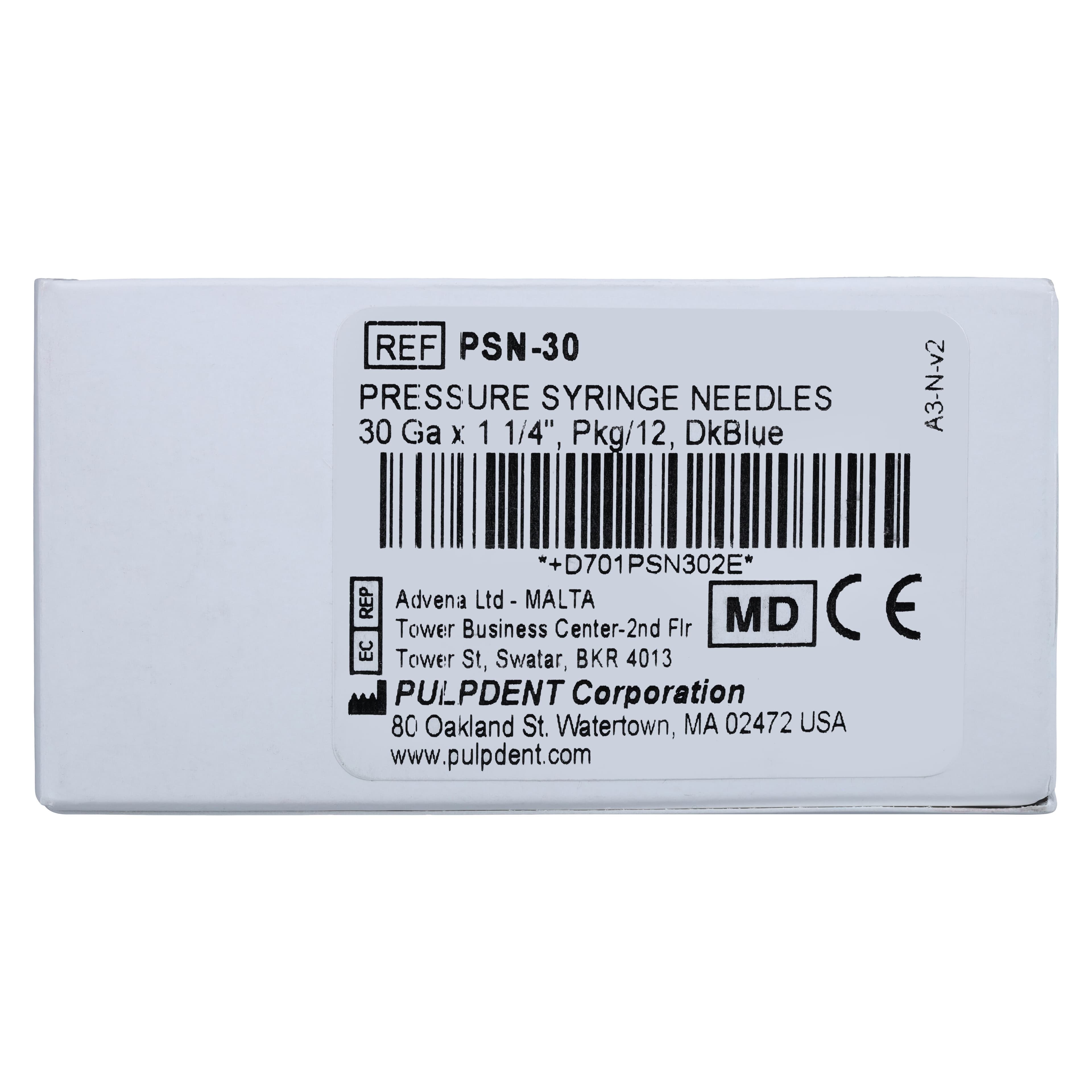 Pulpdent Pressure Syringe Needle, 30 Gauge x 1-1/4", Dark Blue, Disposable, 12/Box, PSN-30 thumbnail 3