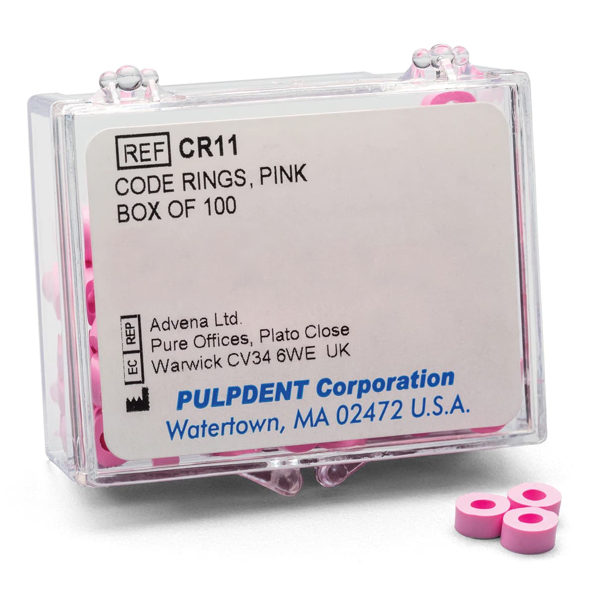 Pulpdent Silicone Code Rings, Standard, Pink, 1/8" ID x 1/8" Wide, 100/Pk, CR11 - Code Rings Silicone Standard 100/Pk Pink - Image 1