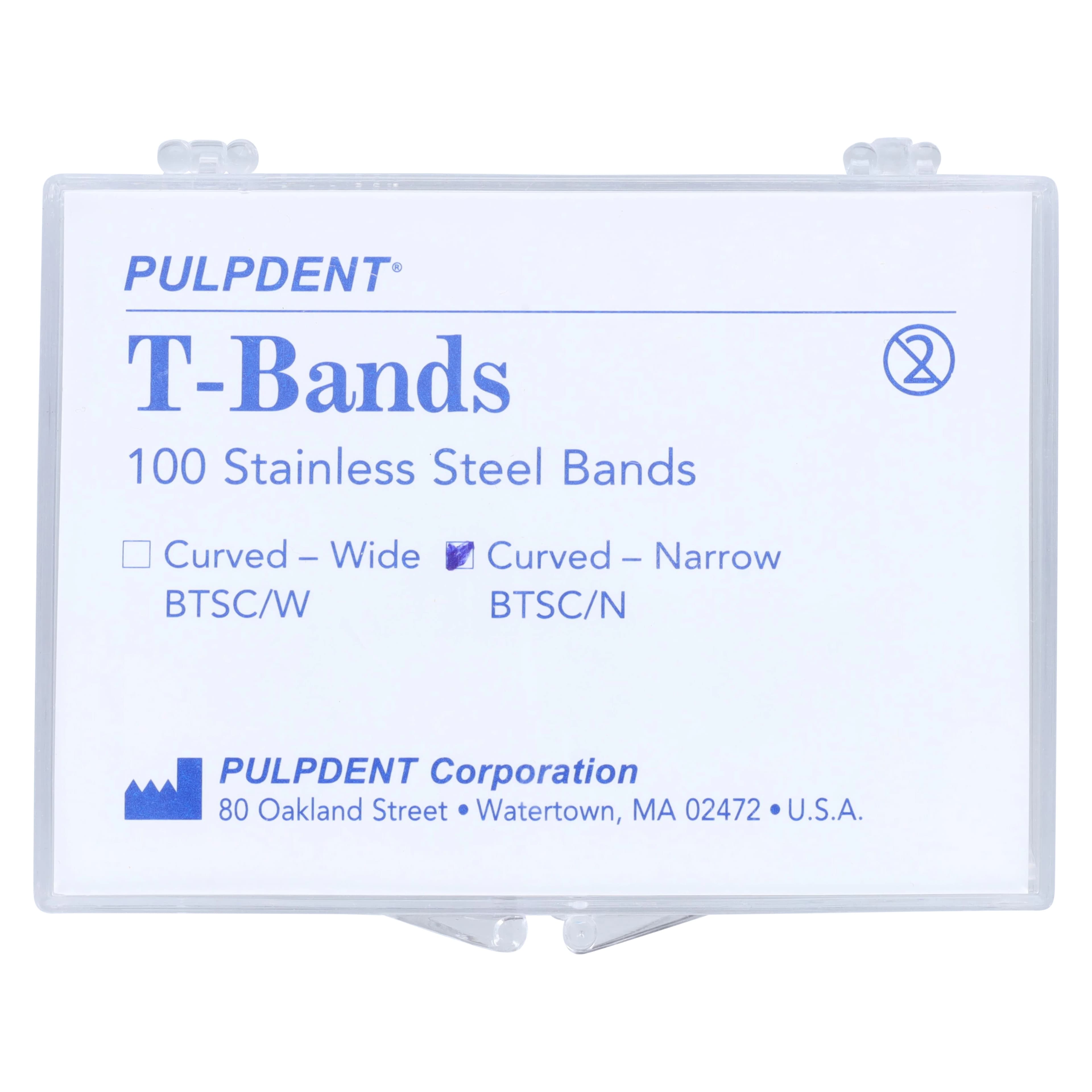 Pulpdent T-Bands, Stainless Steel, Curved/Narrow, 0.002" (0.05 mm) Thick, 100/Box, BTSC/N thumbnail 3