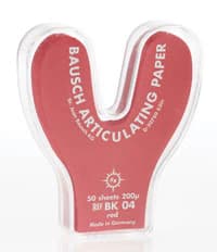 Bausch Articulating Paper, 200 Micron, Horseshoe, Red, 50 Sheets, Plastic Dispenser, BK-04 - Bausch Horseshoe Red 50/Sheets BK-04 - Image 1