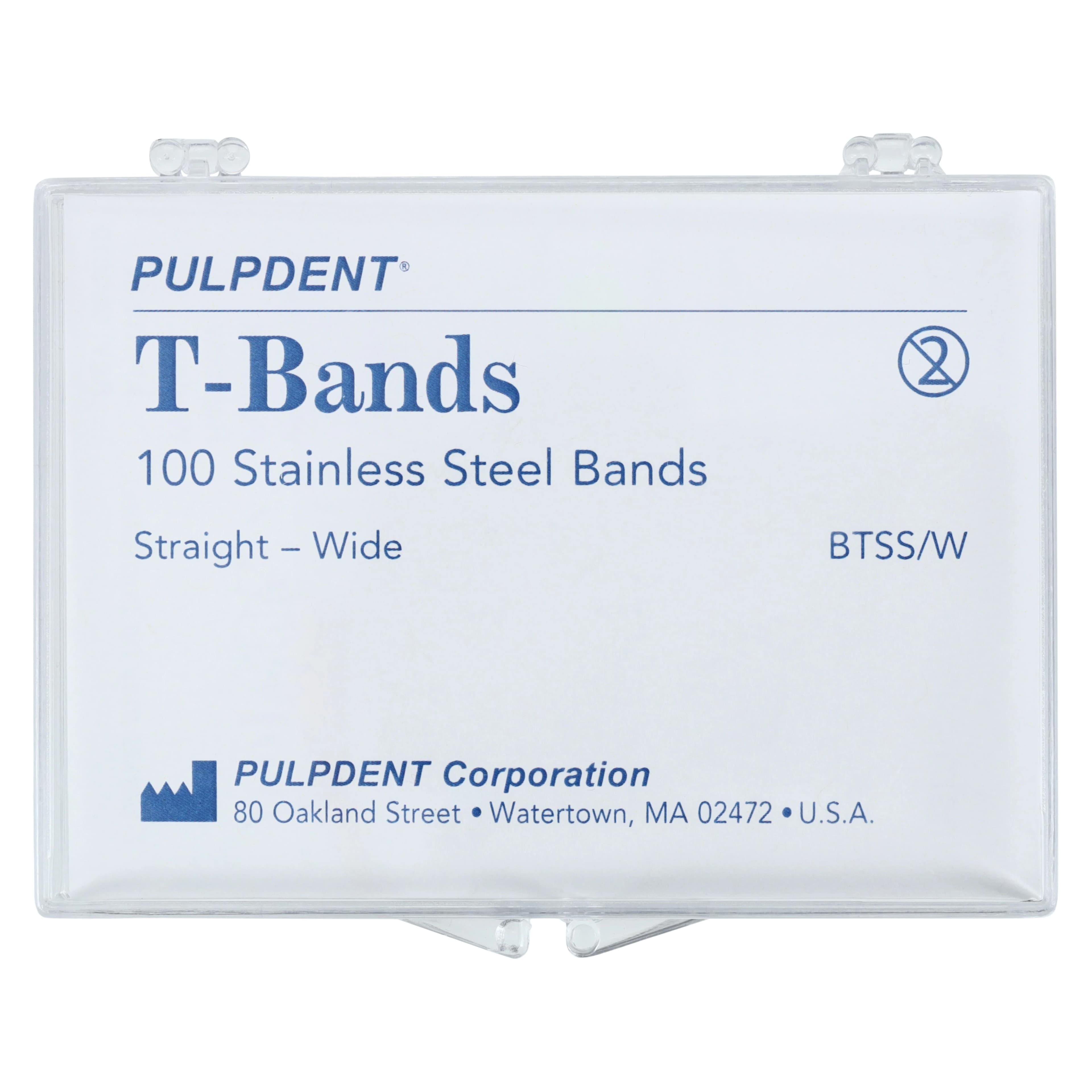 Pulpdent T-Bands, Straight/Wide, Stainless Steel, 0.002" (0.05 mm) Thick, 100/Box, BTSS/W thumbnail 3