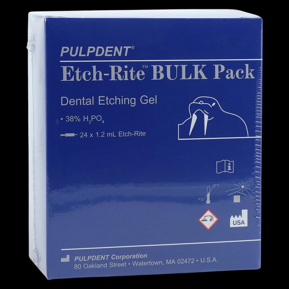 Pulpdent Etch-Rite Dental Etching Gel, 38% Phosphoric Acid, Thixotropic, Blue, 1.2 mL Syringe, Bulk Pack of 24, ET-24 - Etch-Rite Dental Etching Gel, 38% Phosphoric Acid, Bulk Pack, 1.2 ml, 24/Pk, ET-24 - Image 1