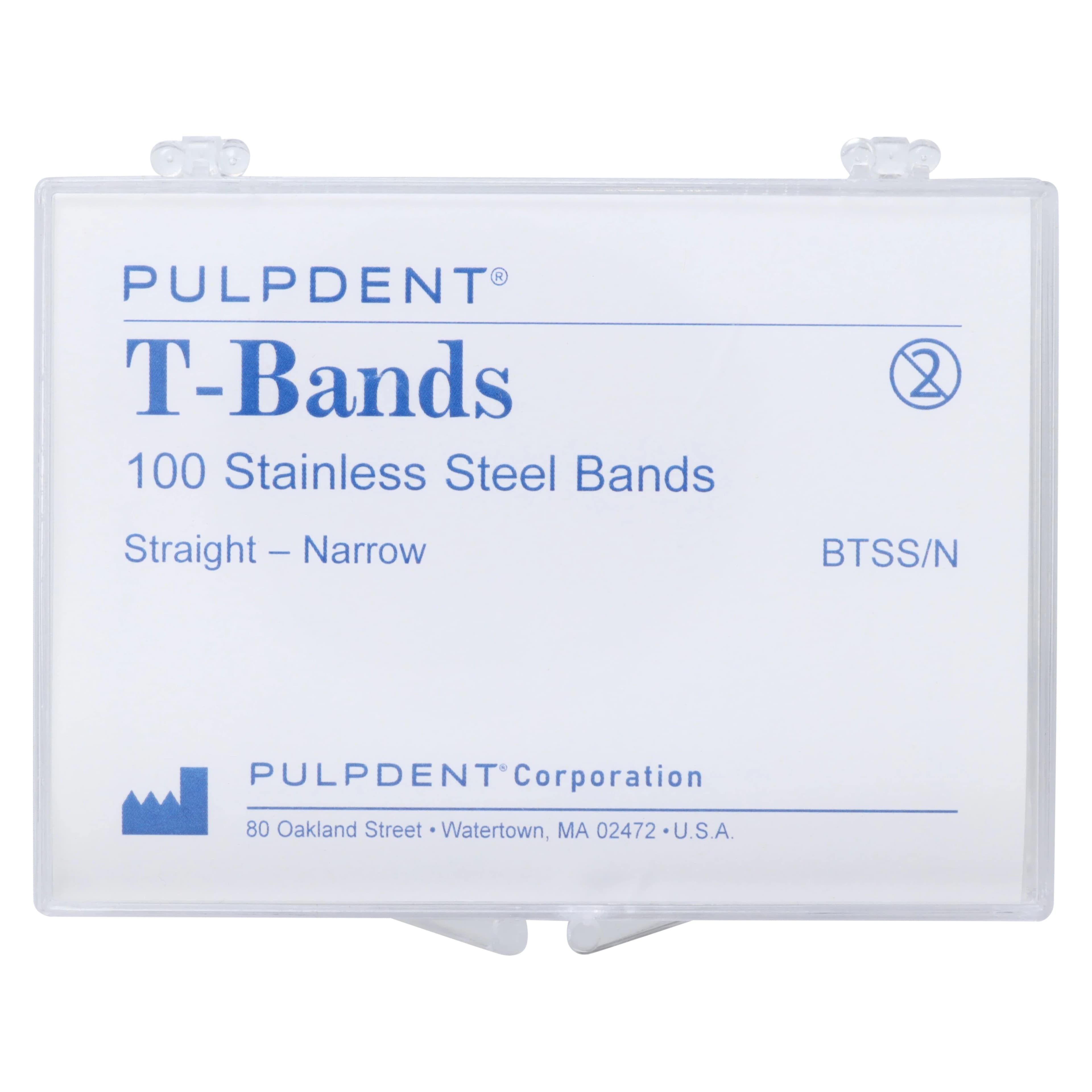 Pulpdent T-Bands, Stainless Steel, Straight/Narrow, 0.002" (0.05 mm) Thick, 5/32" Wide, 100/Box, BTSS/N thumbnail 3