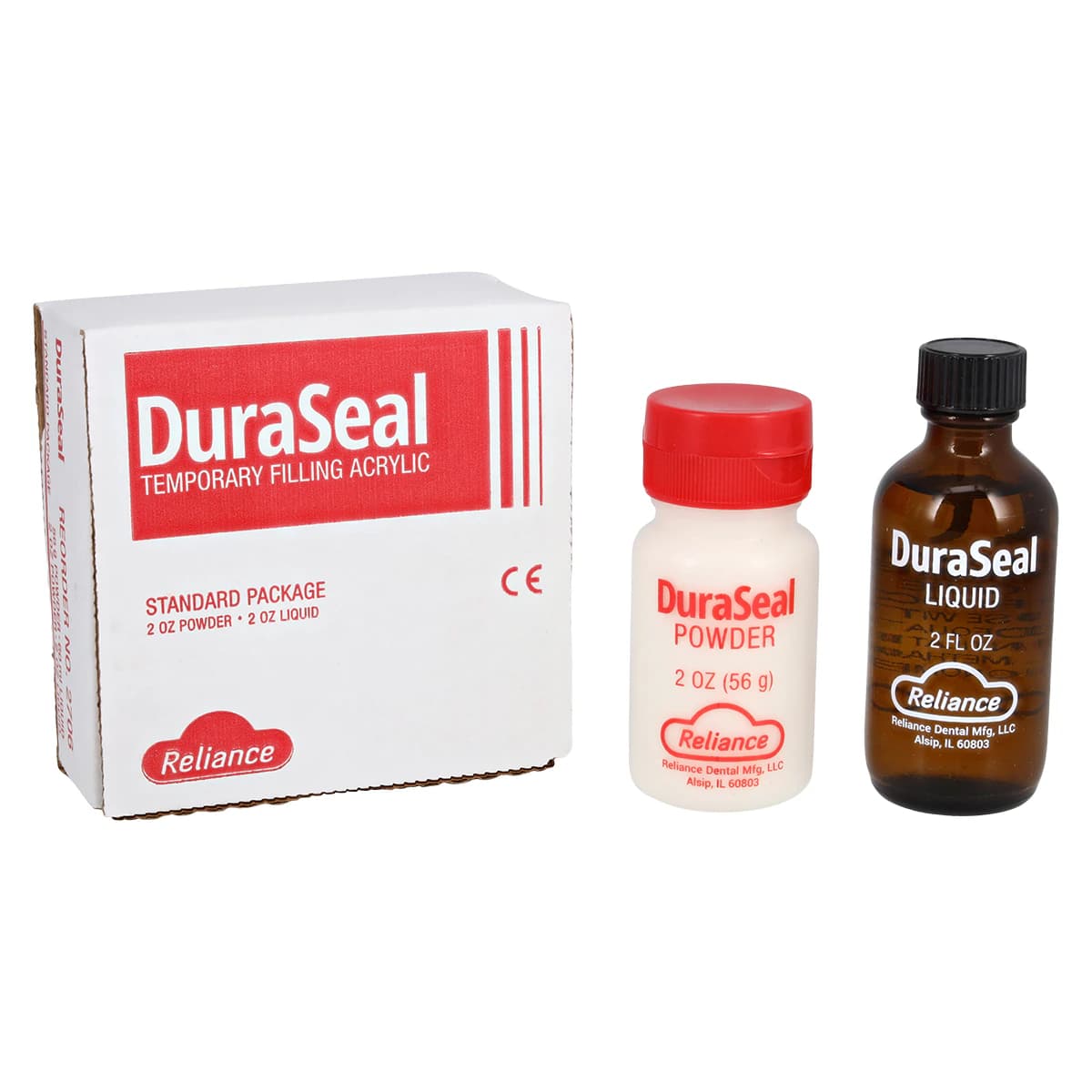 DuraSeal Temporary Filling Acrylic Combination Package, Tooth-Shaded, 2 oz Powder & 2 oz Liquid with Dropper, 2706 - DuraSeal Temporary Acrylic Combination Pkg - Image 1