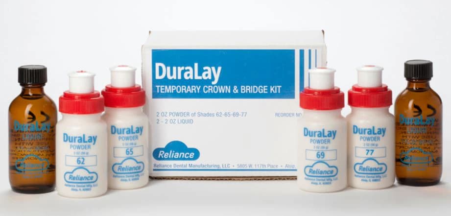 DuraLay Temporary Crown & Bridge Kit, Self-Curing Tooth-Shaded Acrylic, 4 Powders (Shades 62, 65, 69, 77) & 2 Liquids, 2503 - Kit, 2503 - Image 1
