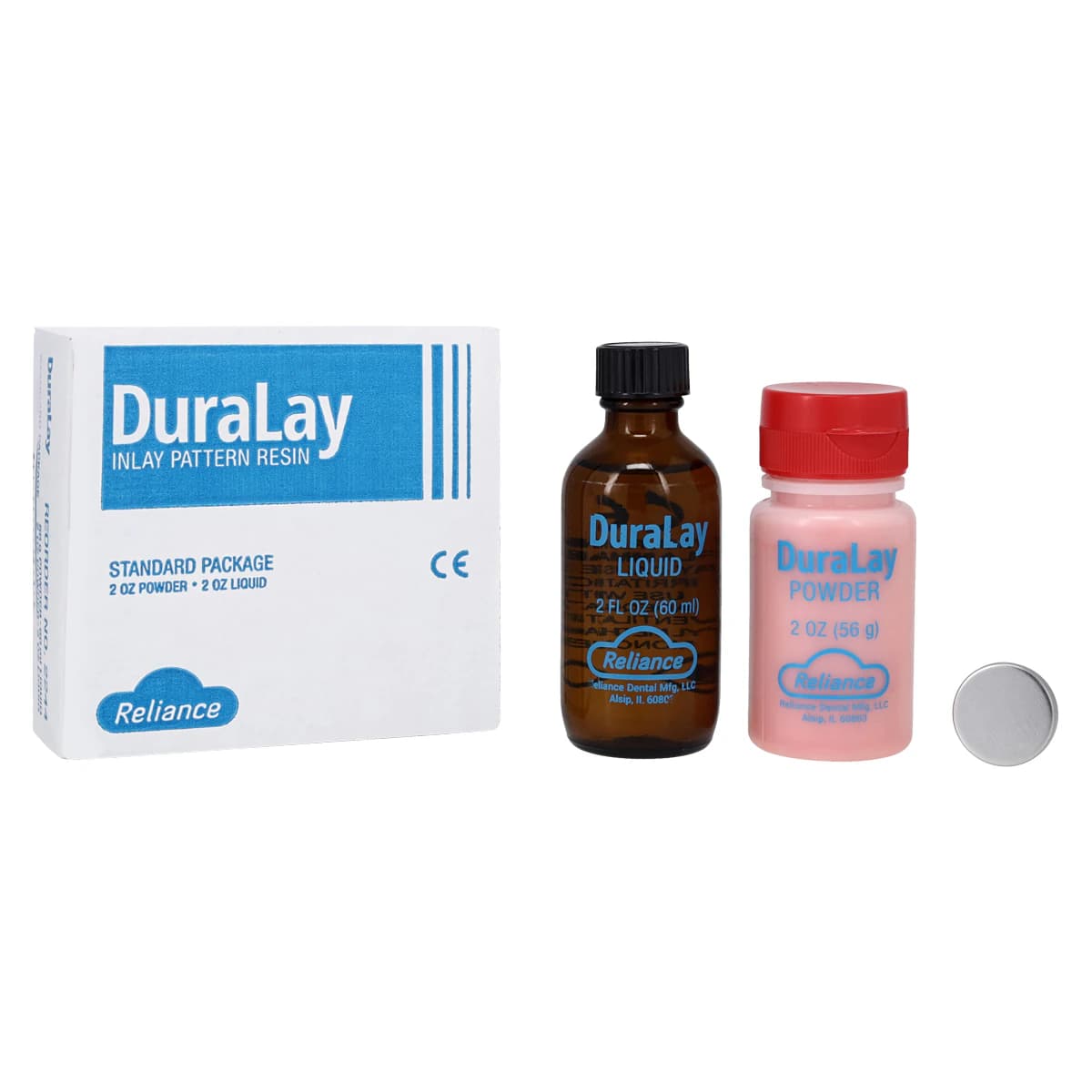 DuraLay Inlay Pattern Resin Standard Package, Red, 2 oz Powder & 2 oz Liquid with Lubricant and Dropper - DuraLay Red Inlay Pattern Resin Standard Package - Image 1