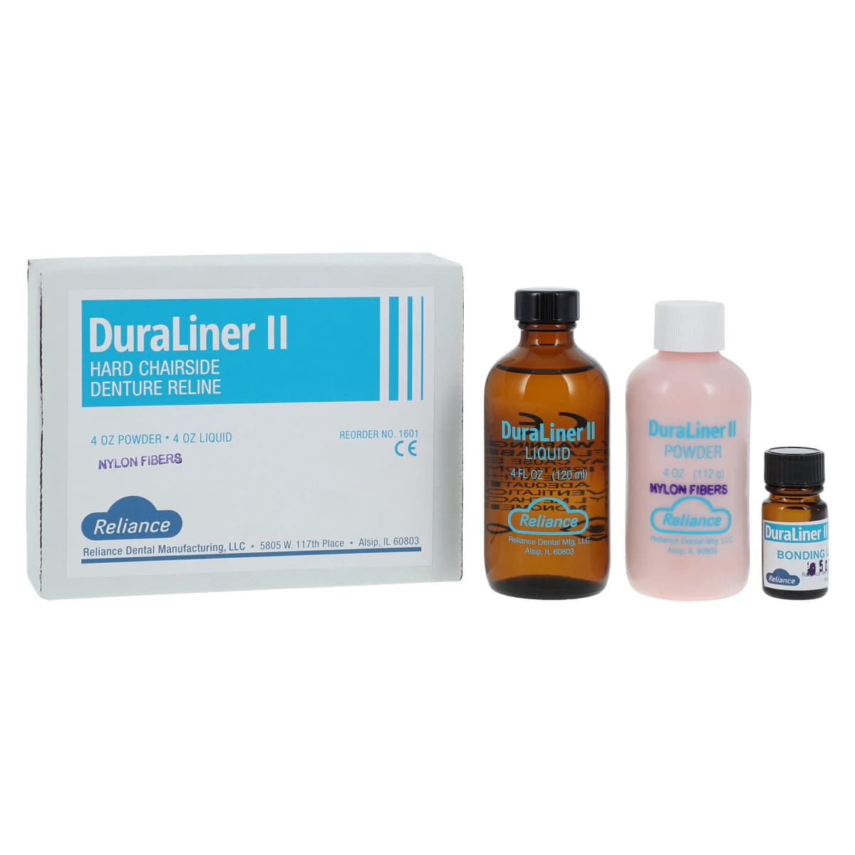 DuraLiner II Hard Chairside Denture Reline Kit, Powder & Liquid, 4 oz Each, 1601 - DuraLiner II Denture Relining Pkg Complete - Image 1
