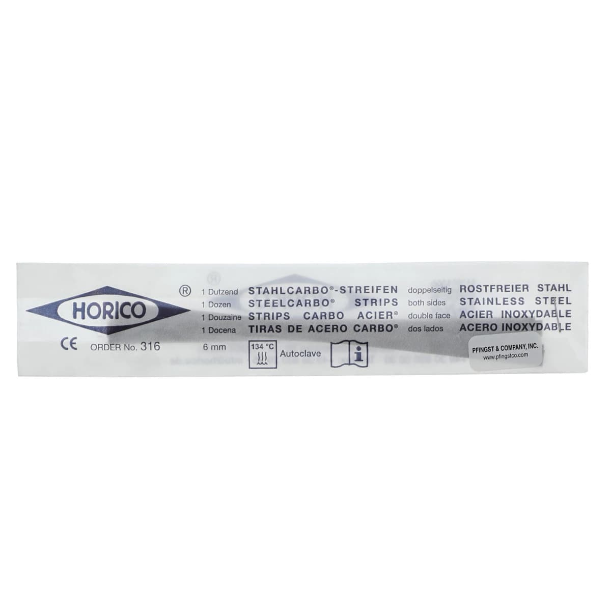 Horico SteelCarbo Double-Sided Abrasive Strips, Medium Grit, 6 mm Width, 0.20 mm Thickness, 12/Pkg - SteelCarbo Strip DoubleSided M - Image 1