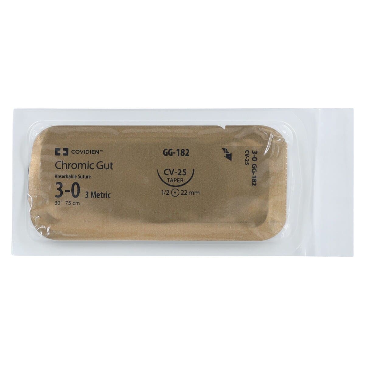 Surgigut Chromic Gut Suture, 3-0, 30", CV-25, Surgalloy Taper Point 1/2 Circle Needle 22mm, Undyed, 36/Case thumbnail 3
