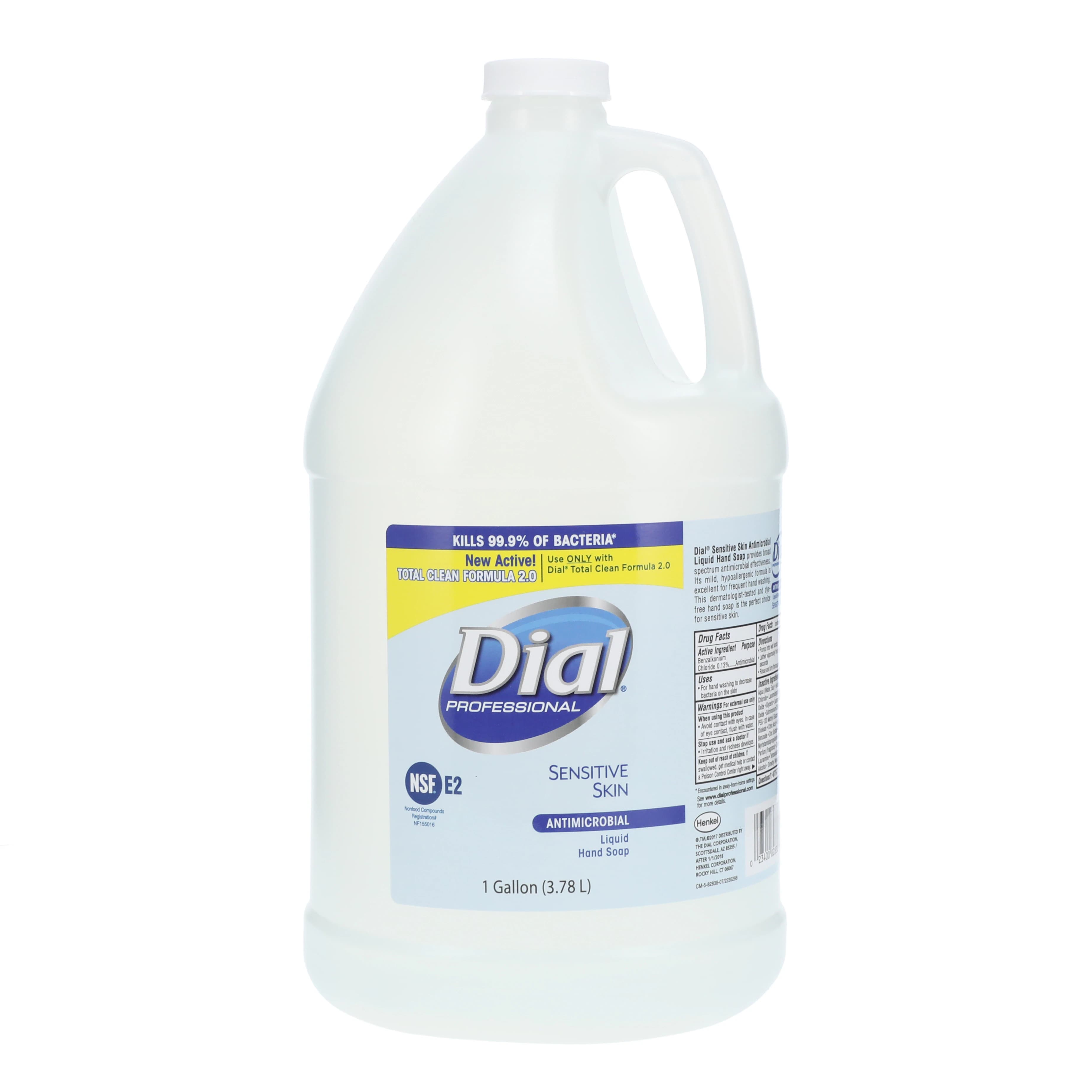 Dial Professional Sensitive Skin Antimicrobial Liquid Hand Soap, 0.15% Triclosan, Light Floral, Clear, 1 Gallon Refill Bottle, 82838 - Dial Professional Sensitive Skin Antimicrobial Liquid Hand Soap - Image 1