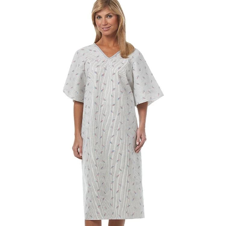 Fashion Seal Patient Gown, Adult Unisex Large, Matchsticks Print, Polyester/Cotton Sheeting, 45 in, Butterfly In-Sleeves, Each - Patient Gown Matchsticks - Image 1